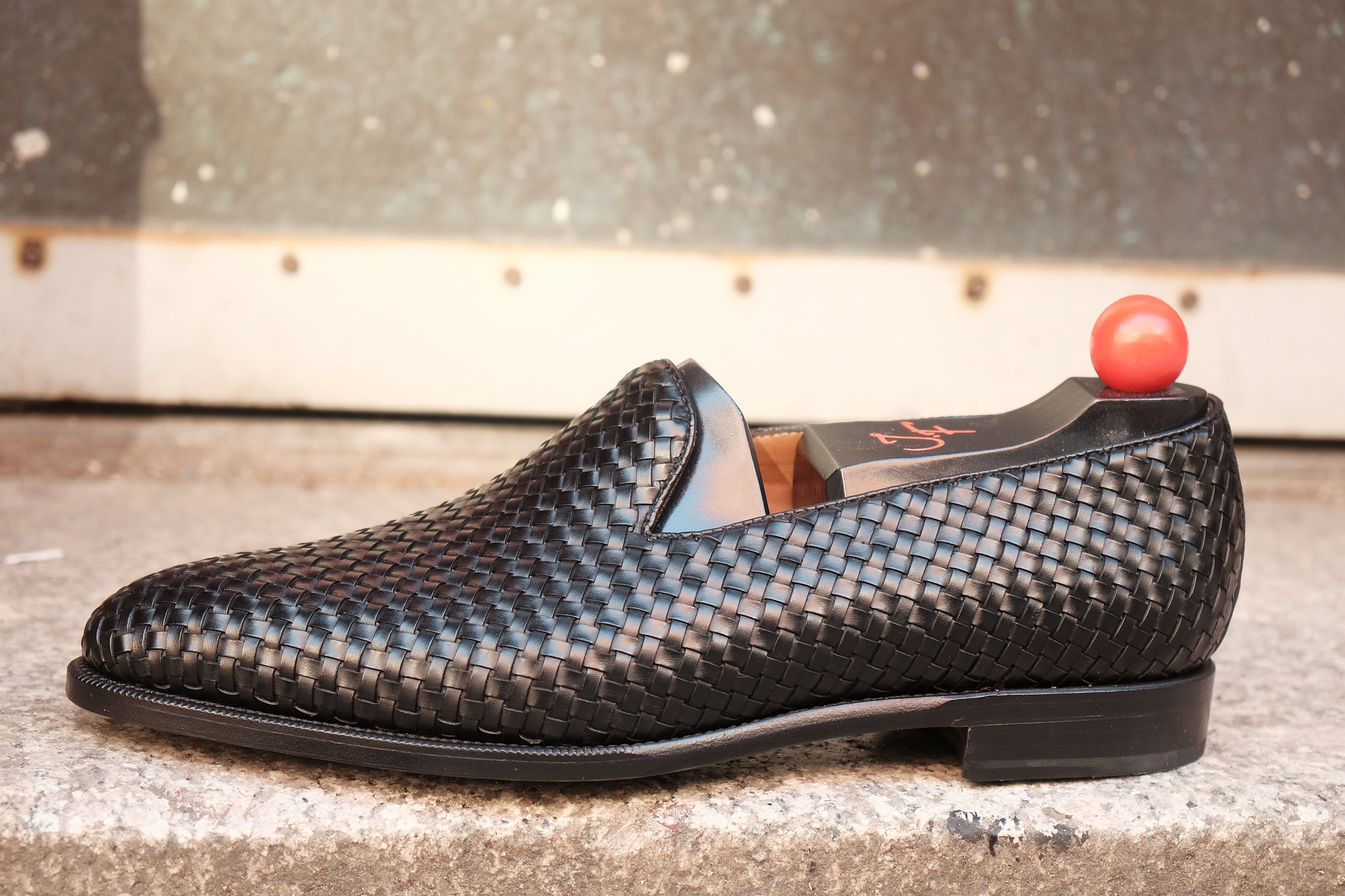 Laurelhurst II - MTO - Braided Black Calf - TMG Last - Single Leather Sole-Made To Order Slipper Loafer-J.FitzPatrick Footwear