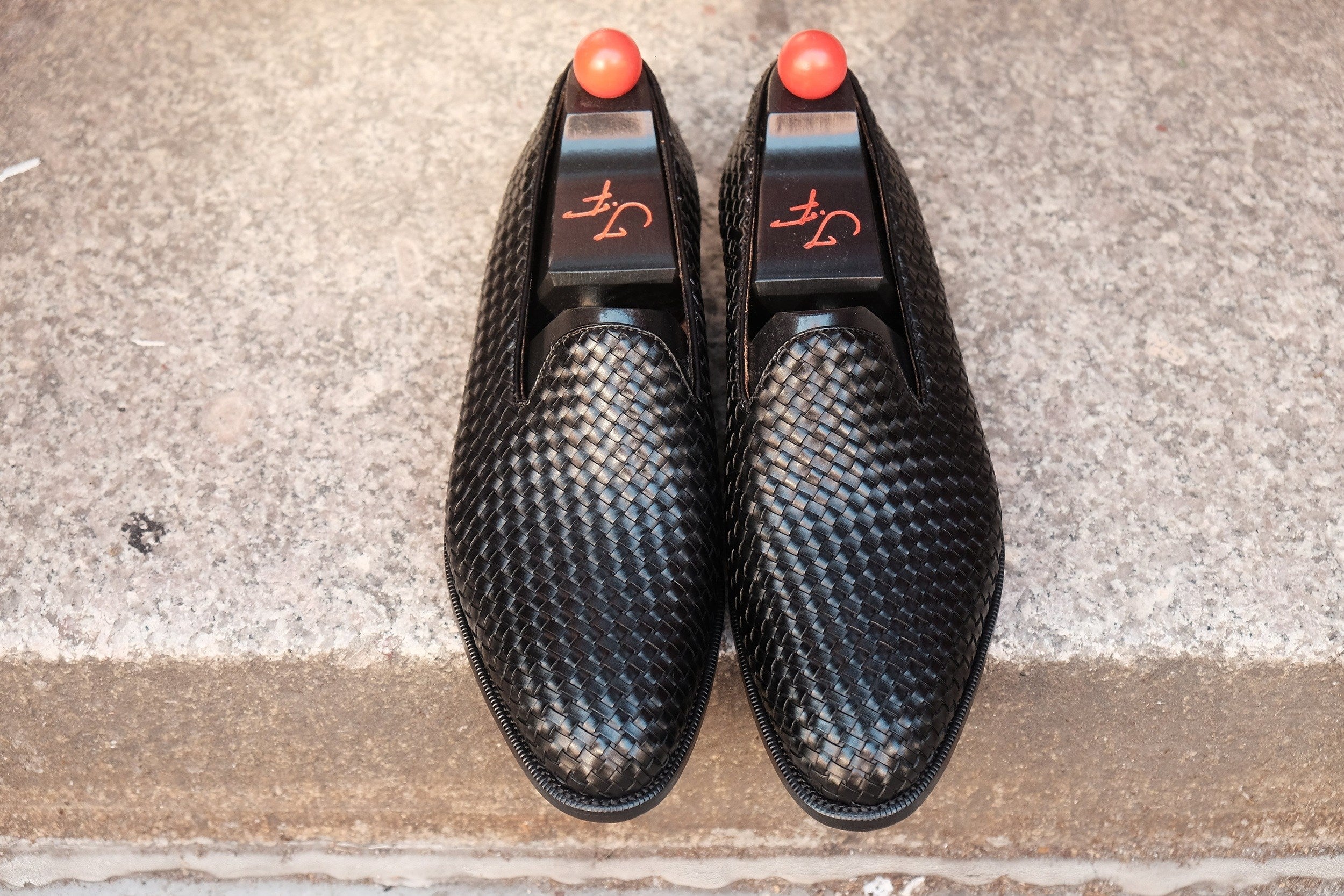 Laurelhurst II - MTO - Braided Black Calf - TMG Last - Single Leather Sole-Made To Order Slipper Loafer-J.FitzPatrick Footwear
