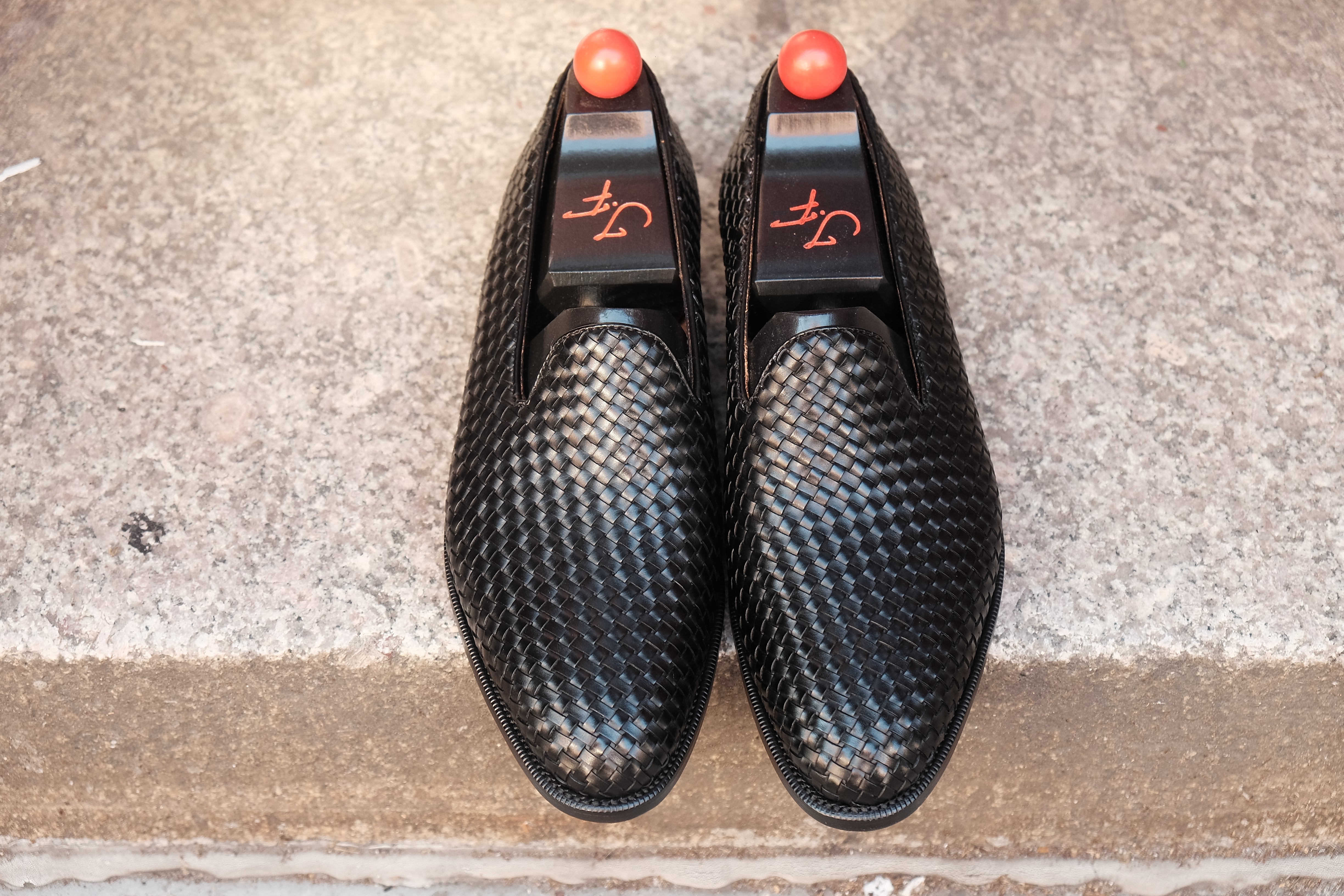 Laurelhurst II - MTO - Braided Black Calf - TMG Last - Single Leather Sole-Made To Order Slipper Loafer-J.FitzPatrick Footwear