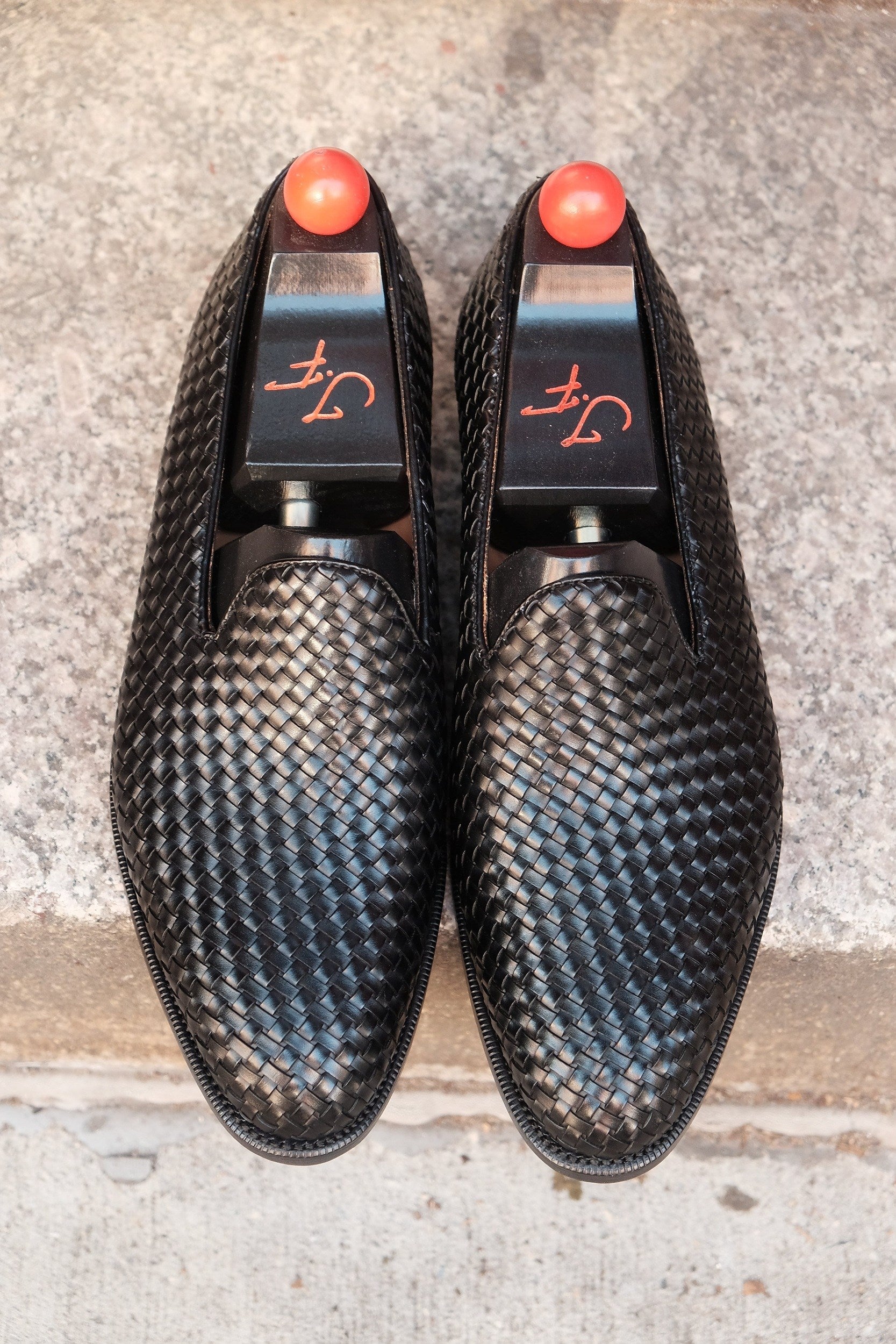 Laurelhurst II - MTO - Braided Black Calf - TMG Last - Single Leather Sole-Made To Order Slipper Loafer-J.FitzPatrick Footwear