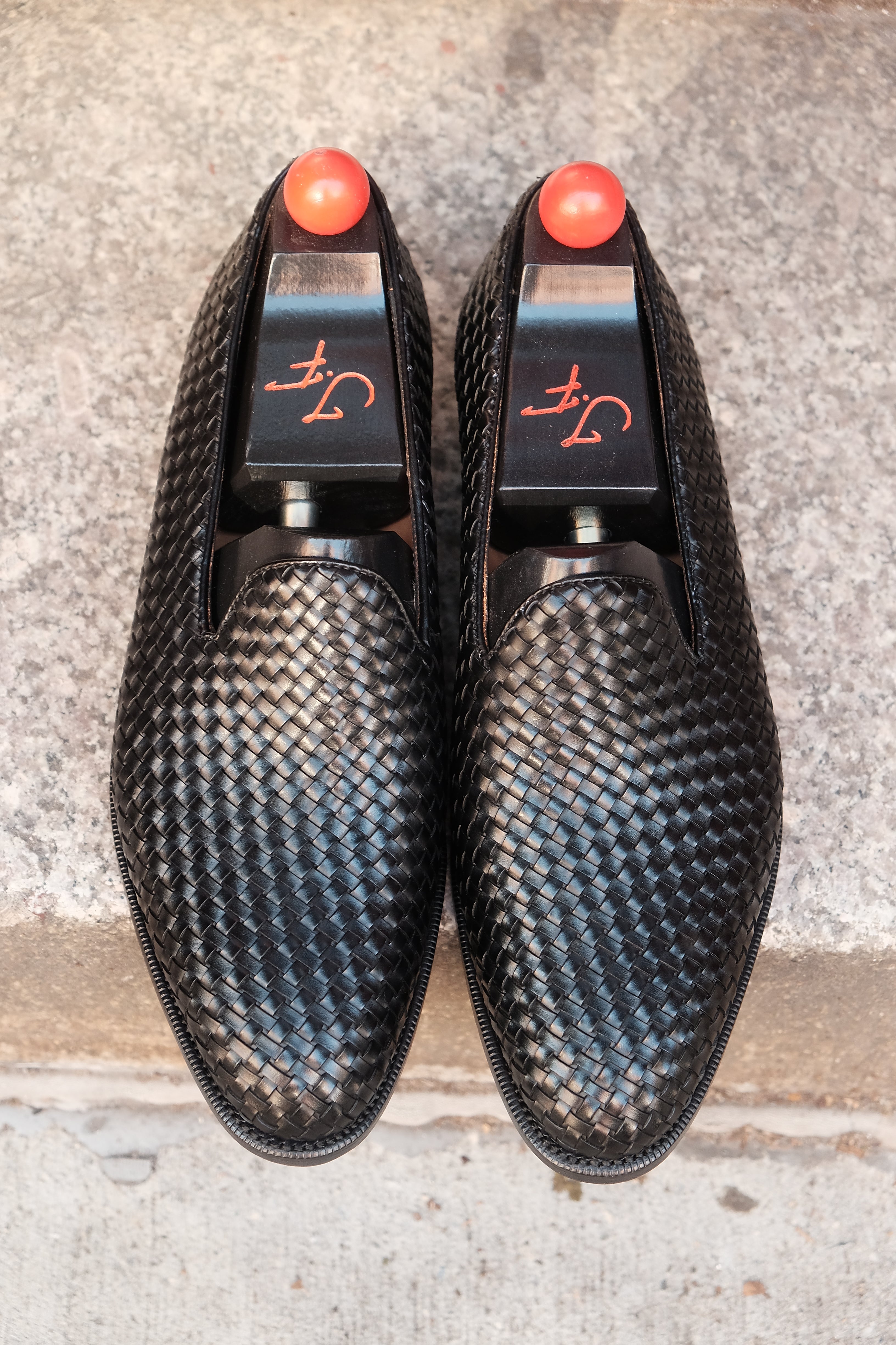 Laurelhurst II - MTO - Braided Black Calf - TMG Last - Single Leather Sole-Made To Order Slipper Loafer-J.FitzPatrick Footwear