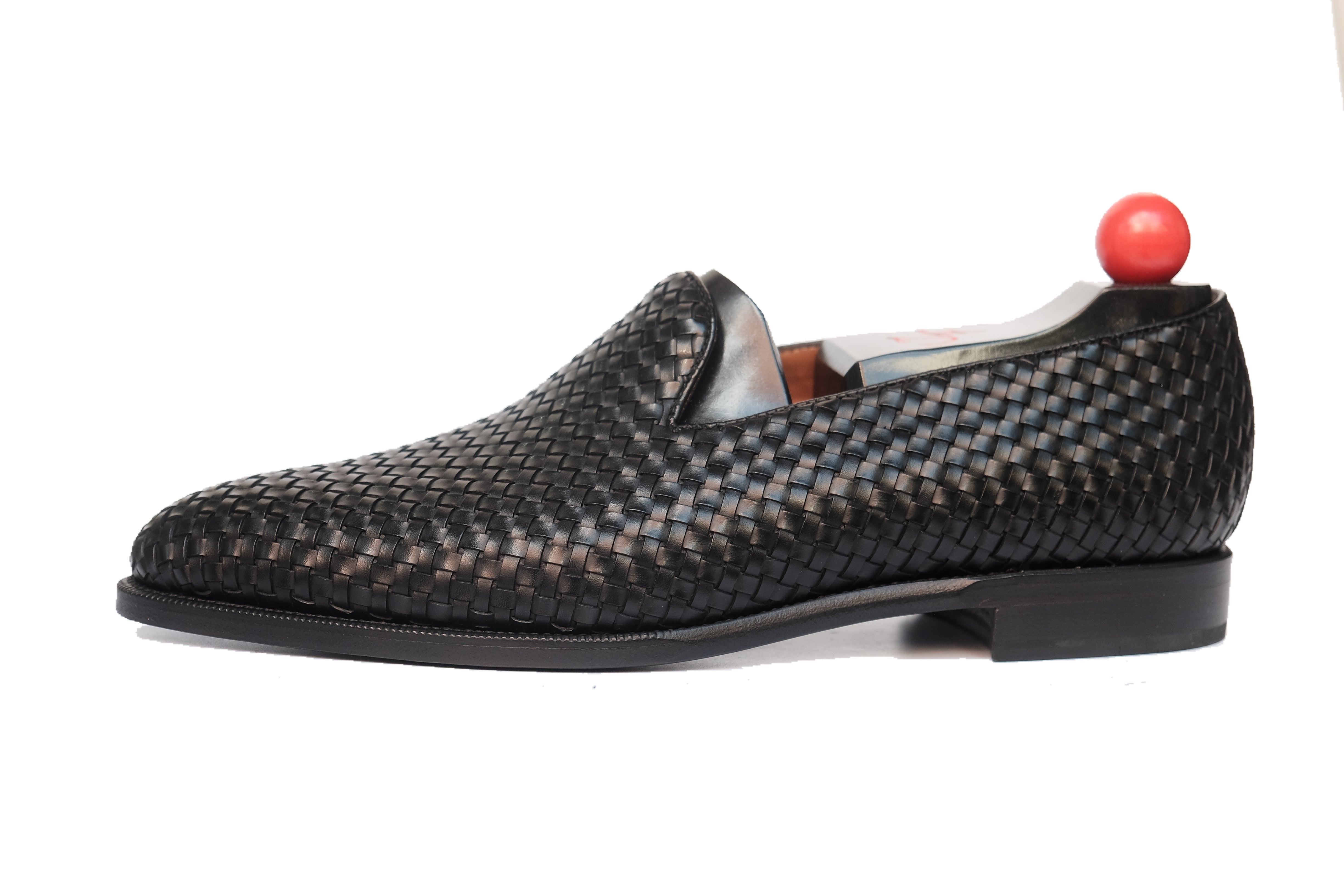 Laurelhurst II - MTO - Braided Black Calf - TMG Last - Single Leather Sole-Made To Order Slipper Loafer-J.FitzPatrick Footwear