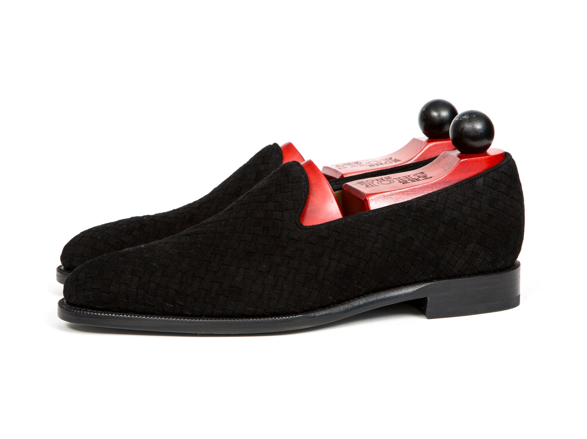 Laurelhurst II - MTO - Braided Black Suede - TMG Last - Single Leather Sole-Made To Order Slipper Loafer-J.FitzPatrick Footwear