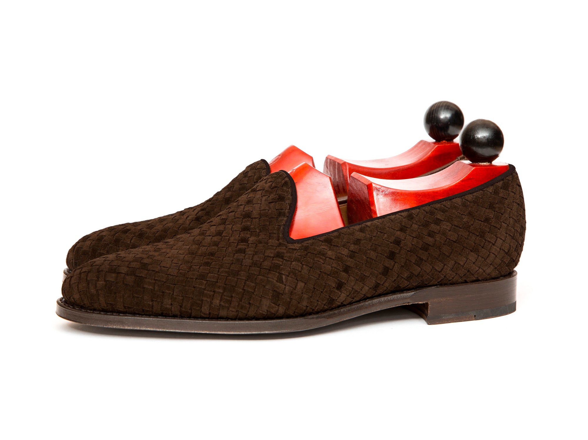 Laurelhurst II - MTO - Braided Dark Brown Suede - TMG Last - Single Leather Sole-Made To Order Slipper Loafer-J.FitzPatrick Footwear