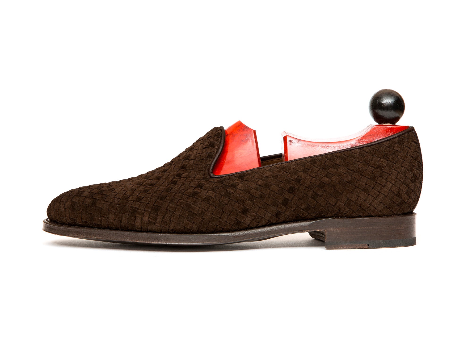 Laurelhurst II - MTO - Braided Dark Brown Suede - TMG Last - Single Leather Sole-Made To Order Slipper Loafer-J.FitzPatrick Footwear