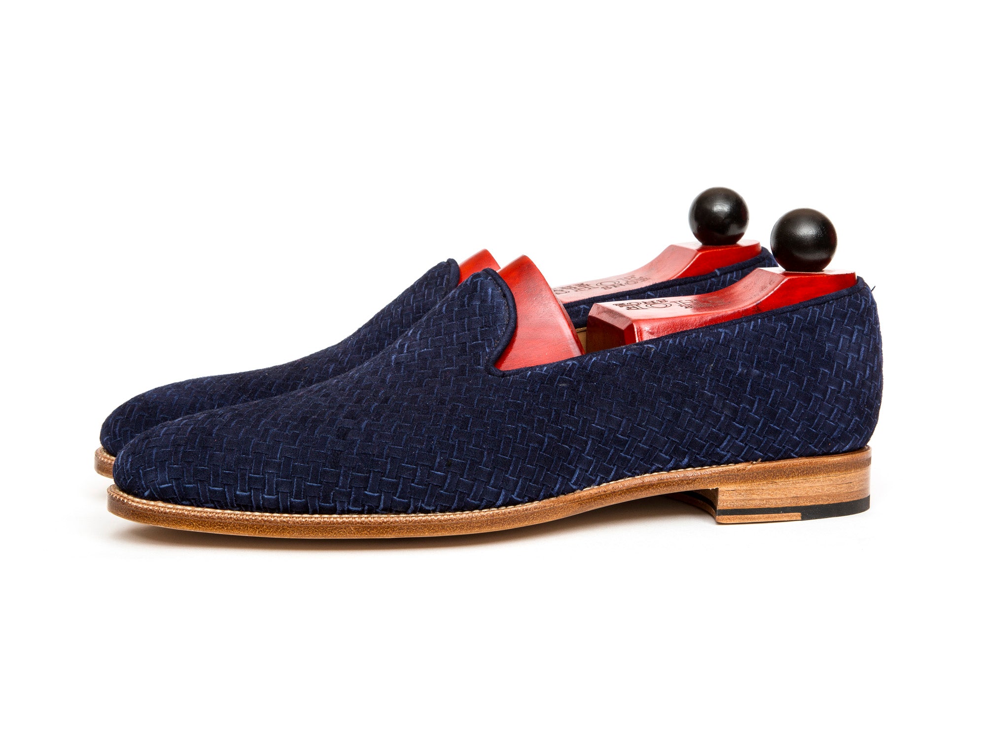Laurelhurst II - MTO - Braided Navy Suede - TMG Last - Natural Single Leather Sole-Made To Order Slipper Loafer-J.FitzPatrick Footwear