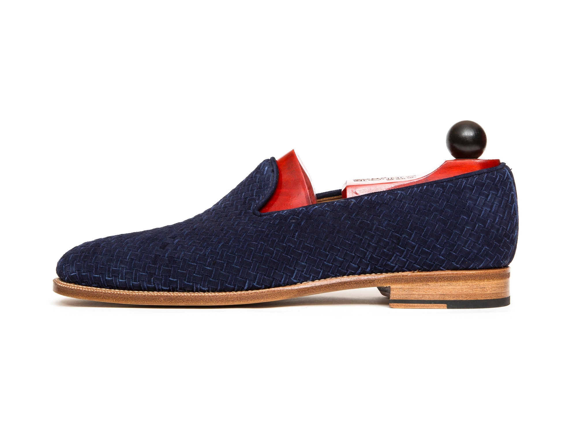 Laurelhurst II - MTO - Braided Navy Suede - TMG Last - Natural Single Leather Sole-Made To Order Slipper Loafer-J.FitzPatrick Footwear