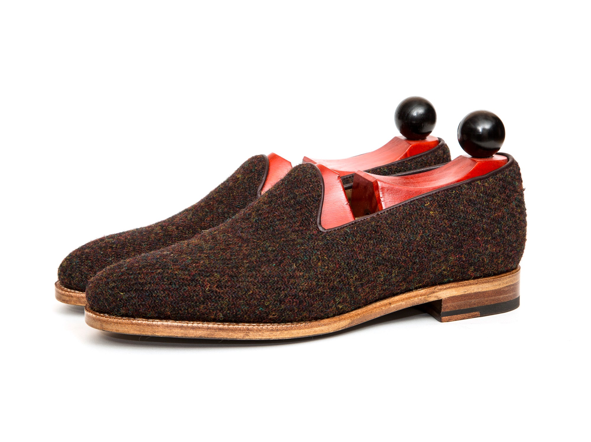 Laurelhurst II - MTO - Burgundy Medley Tweed - TMG Last - Natural Single Leather Sole-Made To Order Slipper Loafer-J.FitzPatrick Footwear