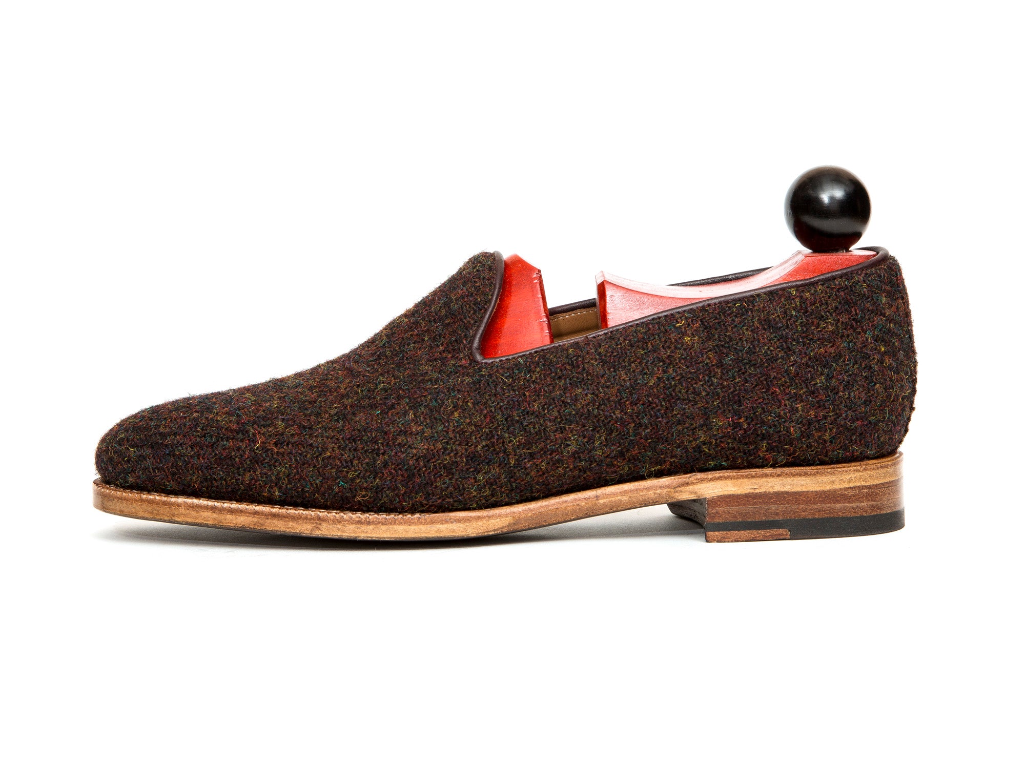Laurelhurst II - MTO - Burgundy Medley Tweed - TMG Last - Natural Single Leather Sole-Made To Order Slipper Loafer-J.FitzPatrick Footwear