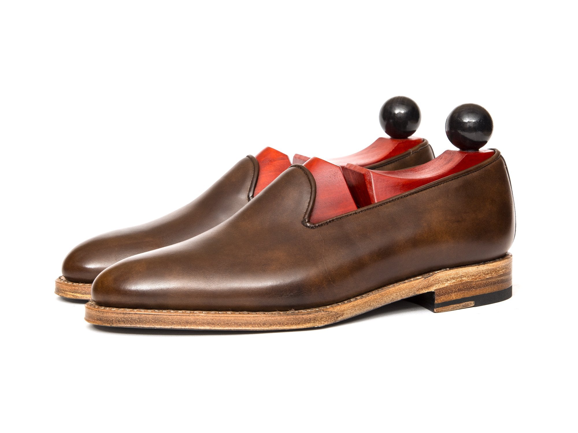 Laurelhurst II - MTO - Copper Museum Calf - TMG Last - Natural Single Leather Sole-Made To Order Slipper Loafer Medallion-J.FitzPatrick Footwear
