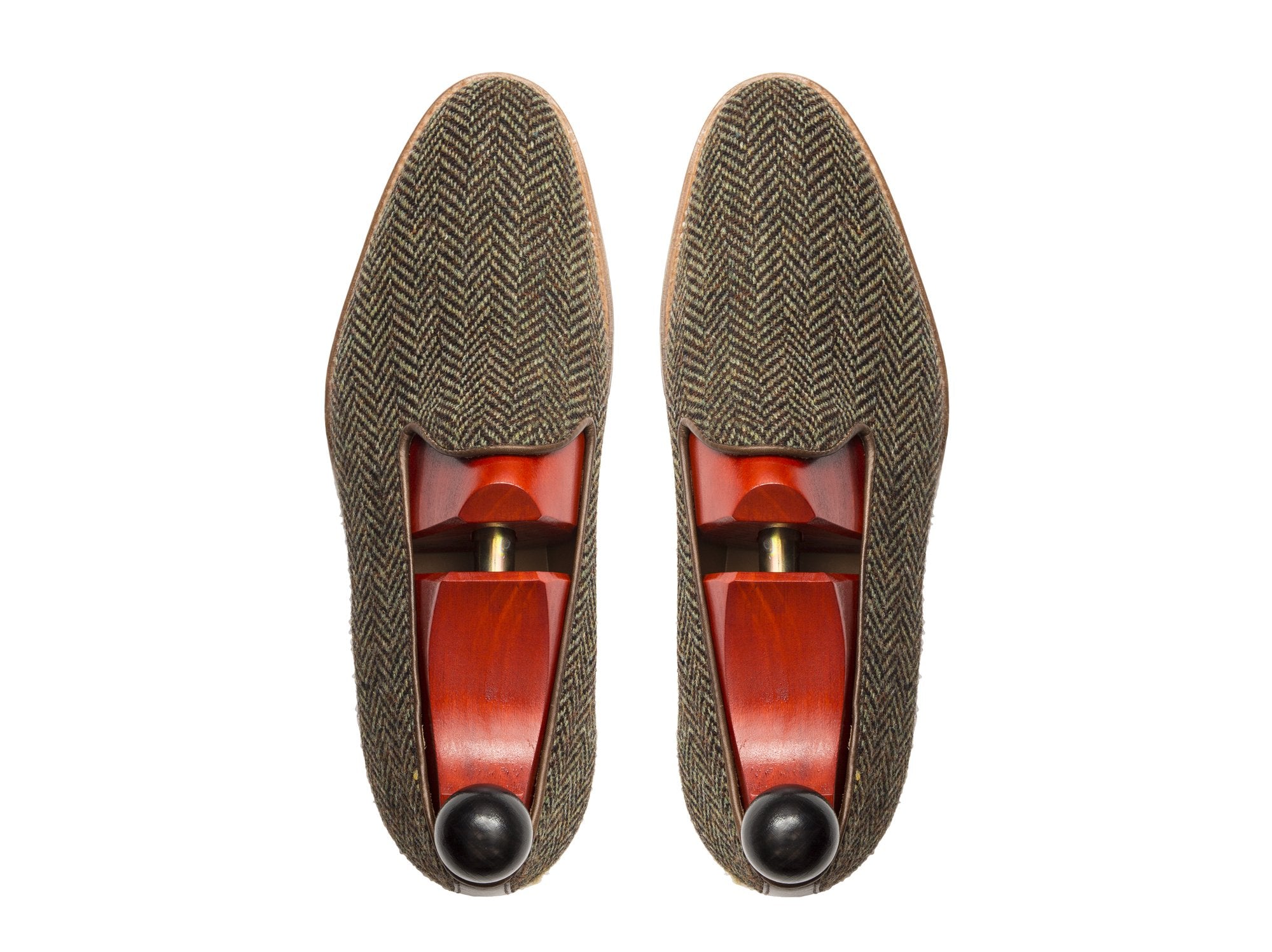 Laurelhurst II - MTO - Forest Herringbone Tweed - TMG Last - Natural Single Leather Sole-Made To Order Slipper Loafer-J.FitzPatrick Footwear