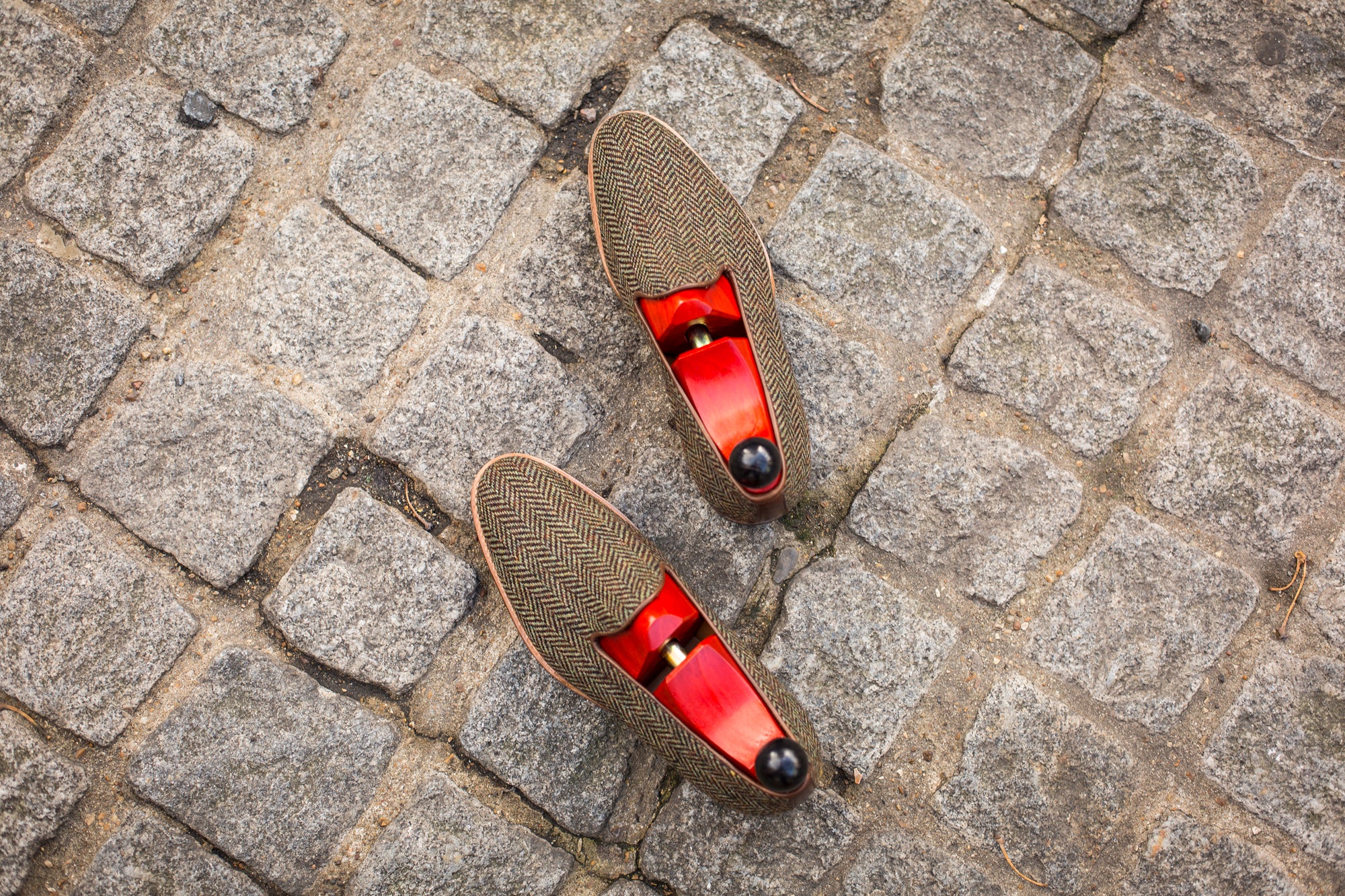Laurelhurst II - MTO - Forest Herringbone Tweed - TMG Last - Natural Single Leather Sole-Made To Order Slipper Loafer-J.FitzPatrick Footwear