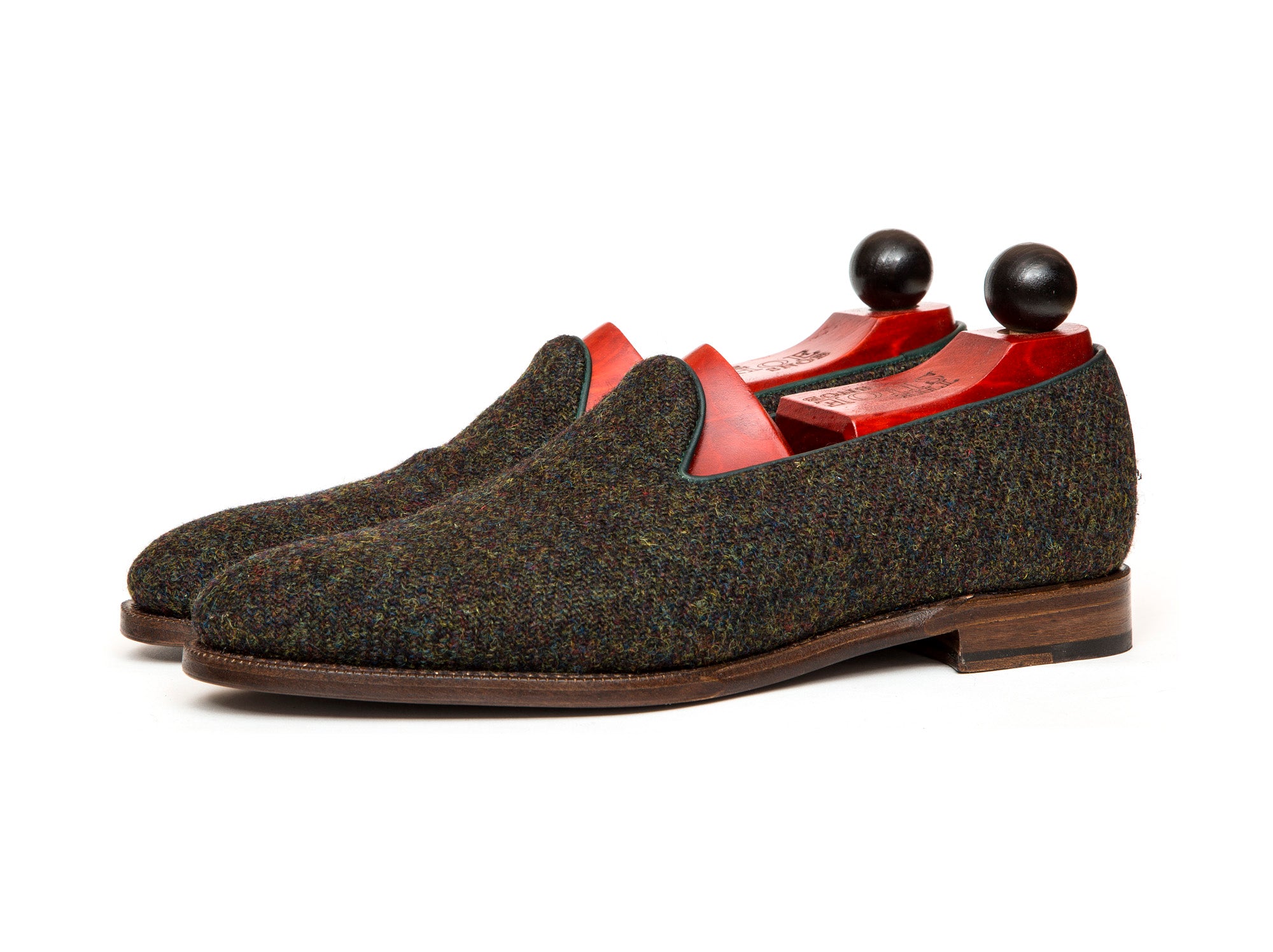 Laurelhurst II - MTO - Forest Medley Tweed - TMG Last - Antique Single Leather Sole-Made To Order Slipper Loafer-J.FitzPatrick Footwear