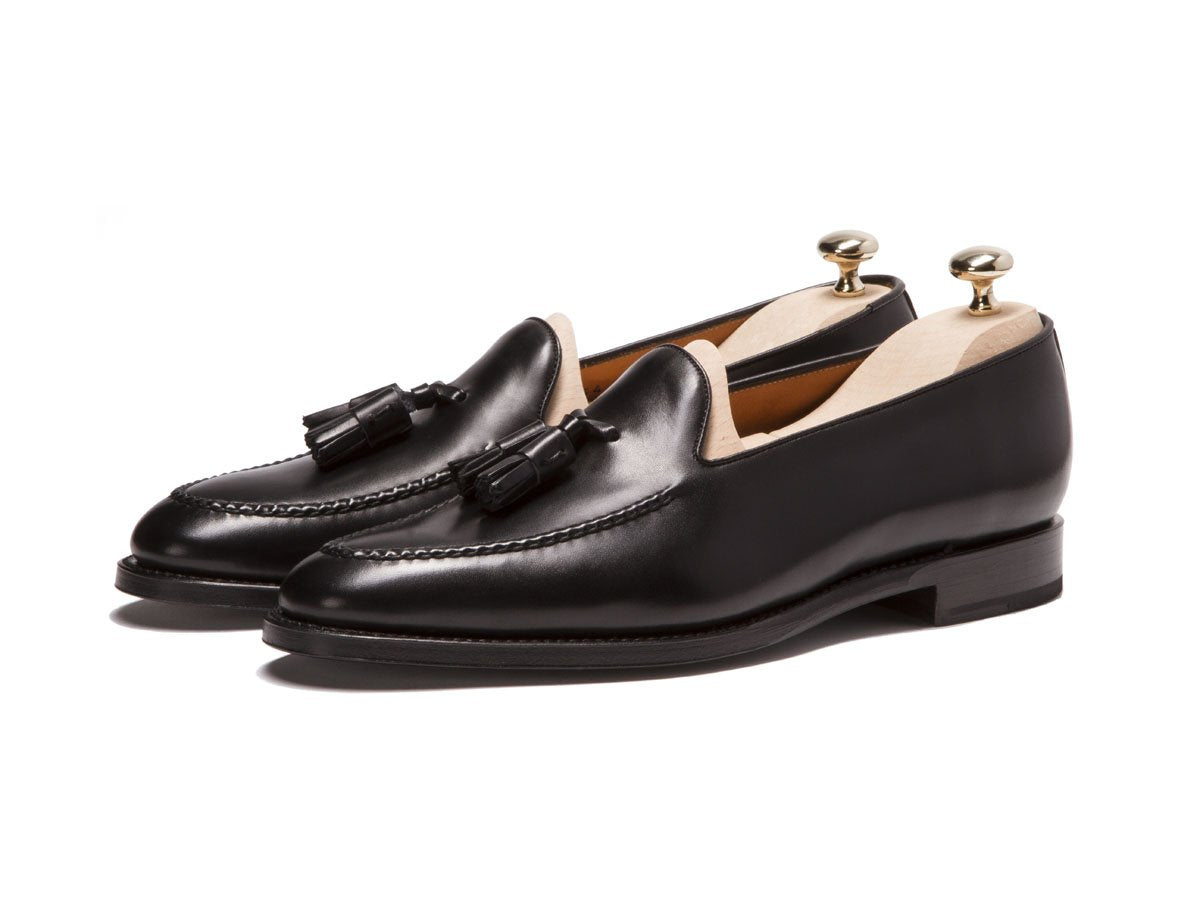 Leschi - MTO - Black Calf - TMG Last - Single Leather Sole-Made To Order Tassel Loafer Hand Stitched-J.FitzPatrick Footwear