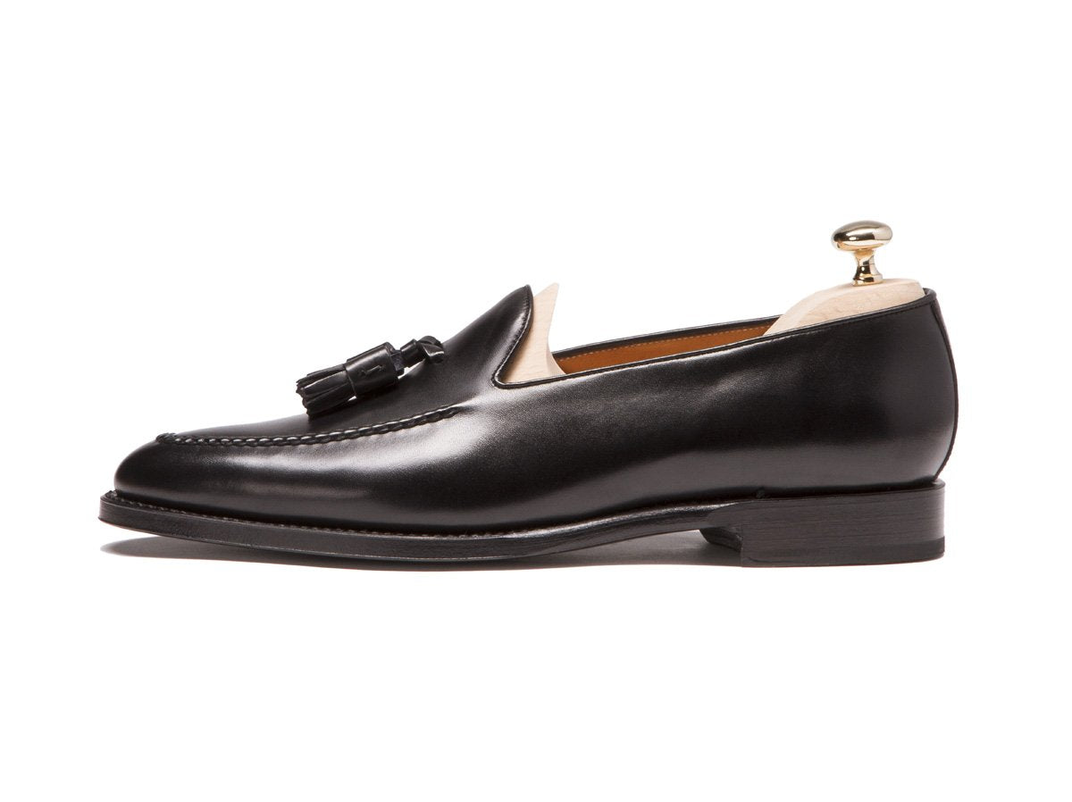 Leschi - MTO - Black Calf - TMG Last - Single Leather Sole-Made To Order Tassel Loafer Hand Stitched-J.FitzPatrick Footwear