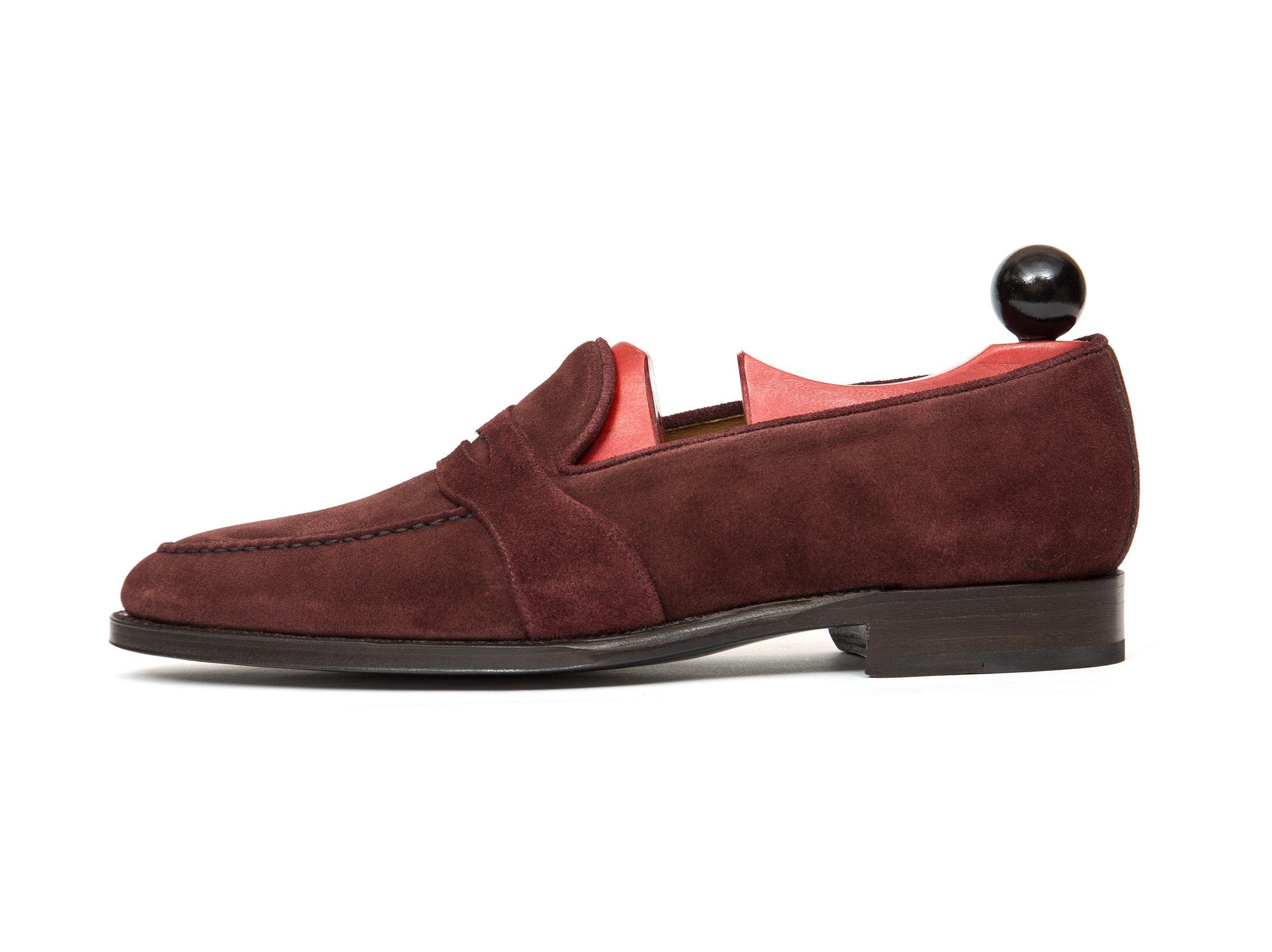 Madison - MTO - Burgundy Suede - TMG Last - Single Leather Sole-Made To Order Penny Loafer Full Strap-J.FitzPatrick Footwear