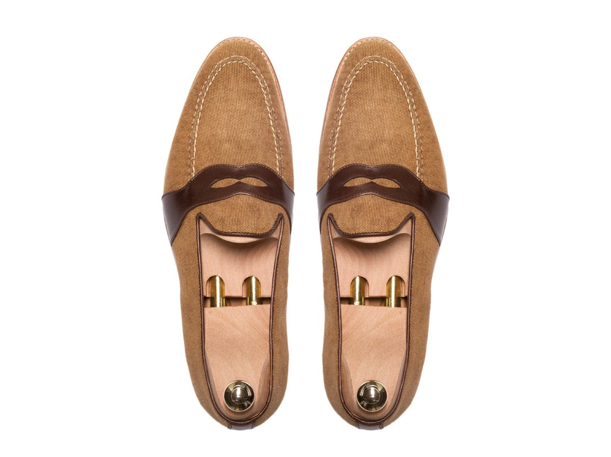 Madison - MTO - Desert Canvas - TMG Last - Natural Single Leather Sole-Made To Order Penny Loafer Full Strap-J.FitzPatrick Footwear