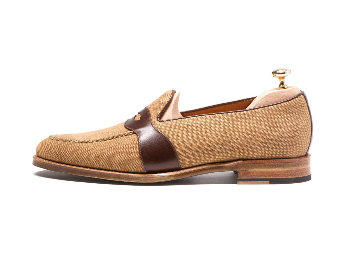 Madison - MTO - Desert Canvas - TMG Last - Natural Single Leather Sole-Made To Order Penny Loafer Full Strap-J.FitzPatrick Footwear