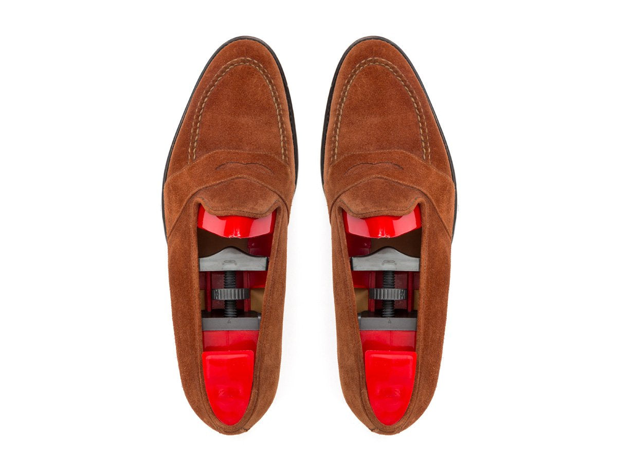 Madison - MTO - Rust Suede - TMG Last - Single Leather Sole-Made To Order Penny Loafer Full Strap-J.FitzPatrick Footwear