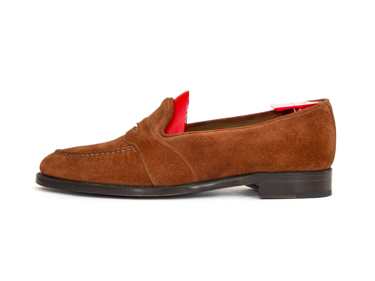 Madison - MTO - Rust Suede - TMG Last - Single Leather Sole-Made To Order Penny Loafer Full Strap-J.FitzPatrick Footwear