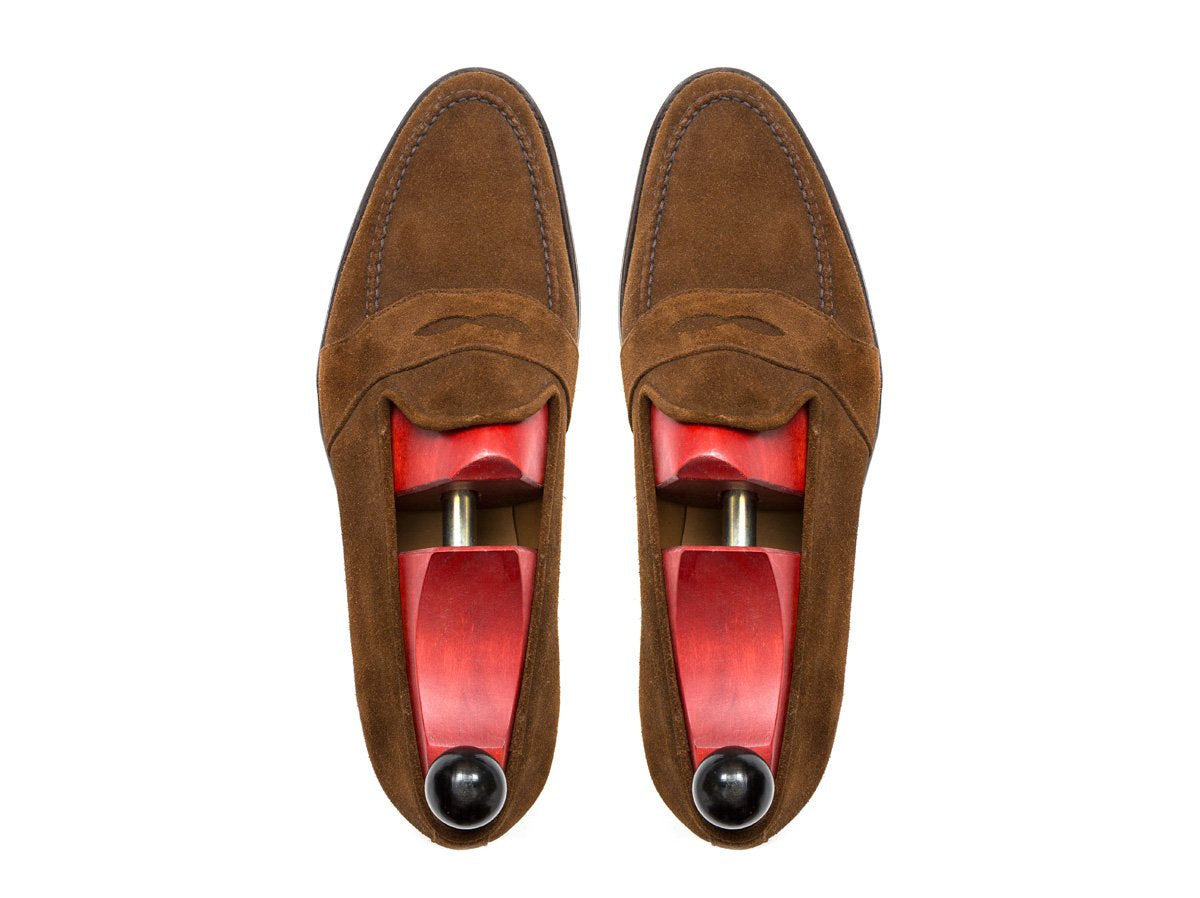 Madison - MTO - Snuff Suede - TMG Last - Single Leather Sole-Made To Order Penny Loafer Full Strap-J.FitzPatrick Footwear
