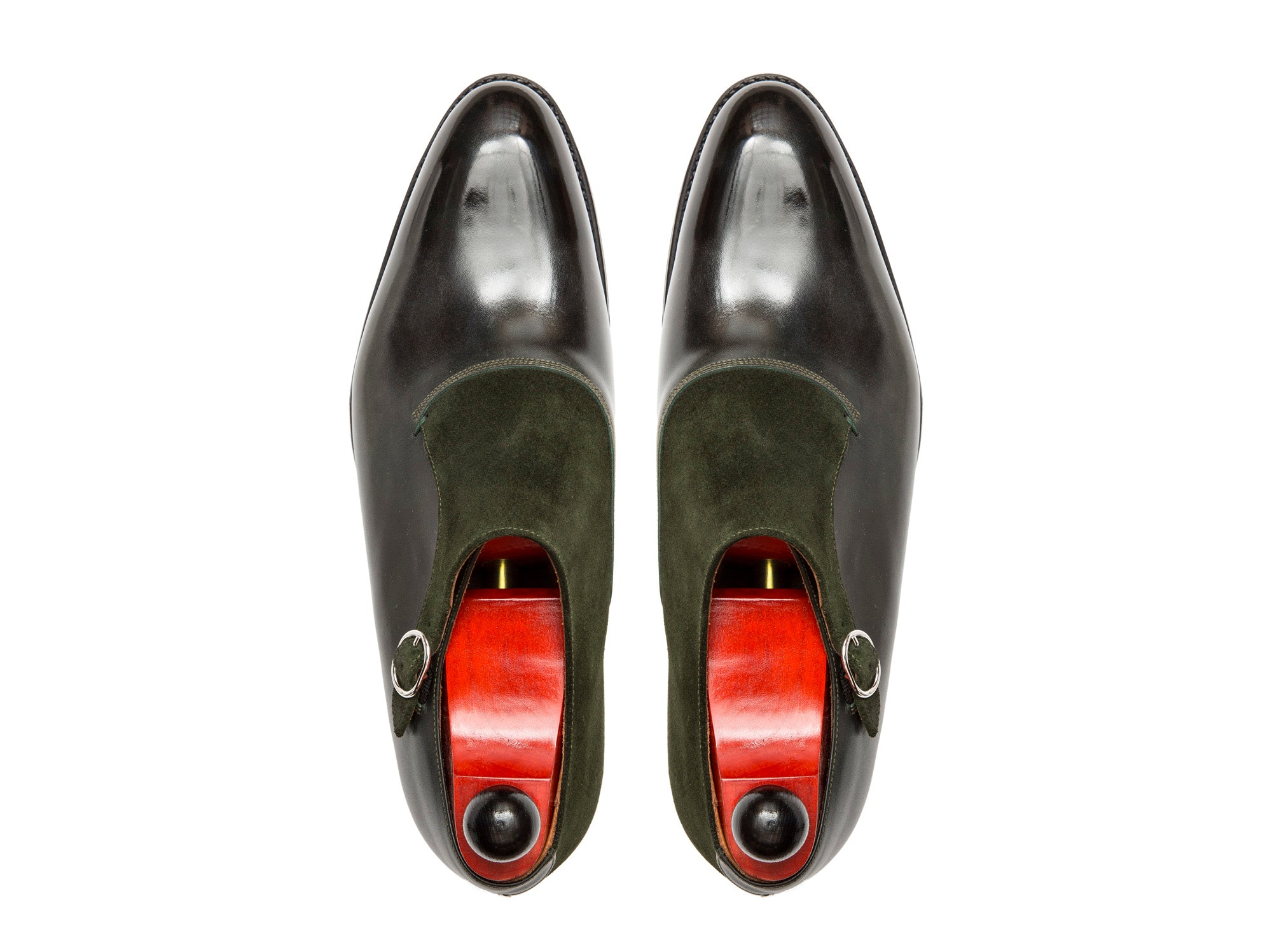 Madrona - MTO - Dark Green Museum Calf / Forest Green Suede-Made To Order Single Monkstrap Plain Toe-J.FitzPatrick Footwear