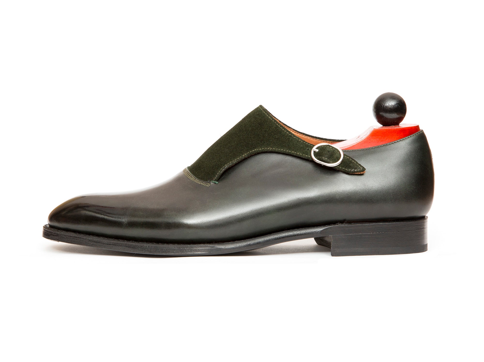 Madrona - MTO - Dark Green Museum Calf / Forest Green Suede-Made To Order Single Monkstrap Plain Toe-J.FitzPatrick Footwear
