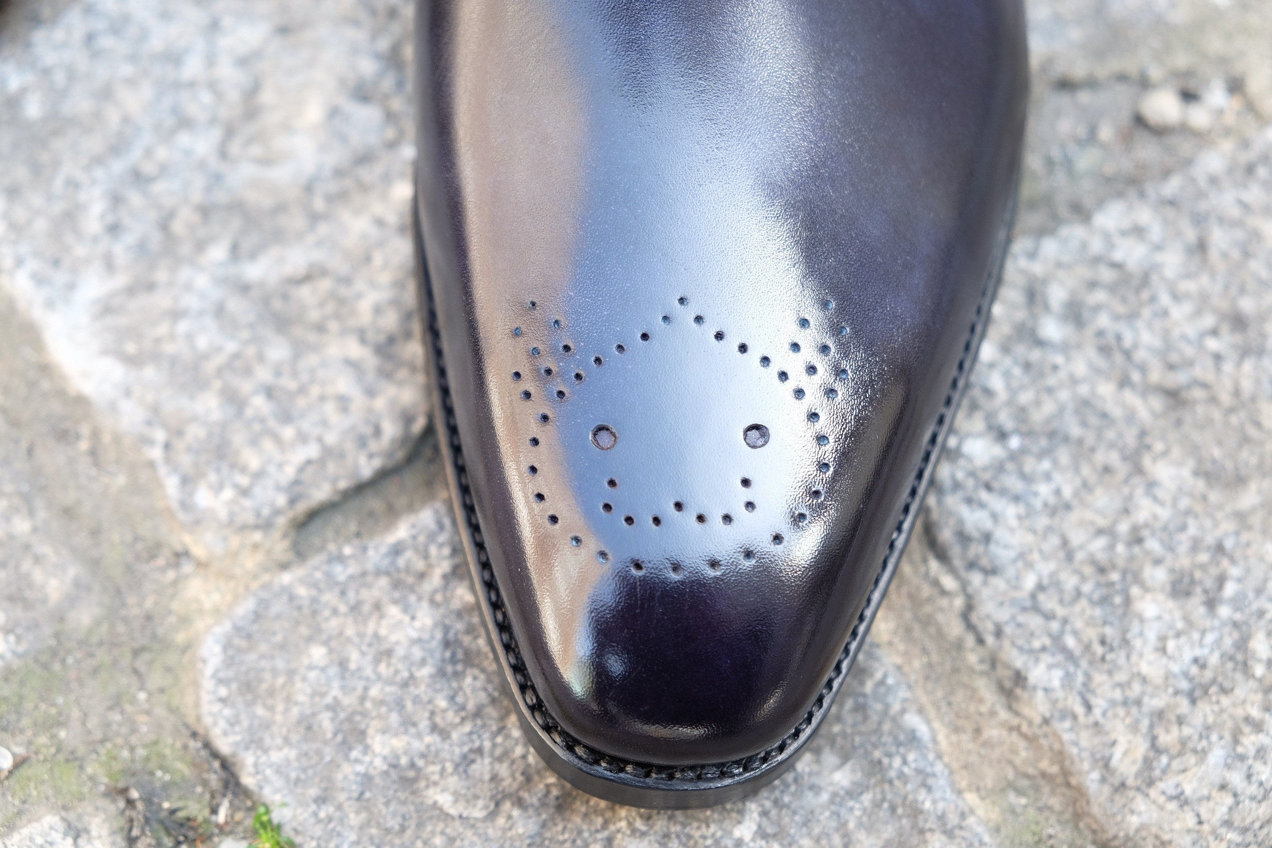 Madrona - MTO - Navy Museum Calf - Custom Medallion-Made To Order Single Monkstrap Plain Toe-J.FitzPatrick Footwear