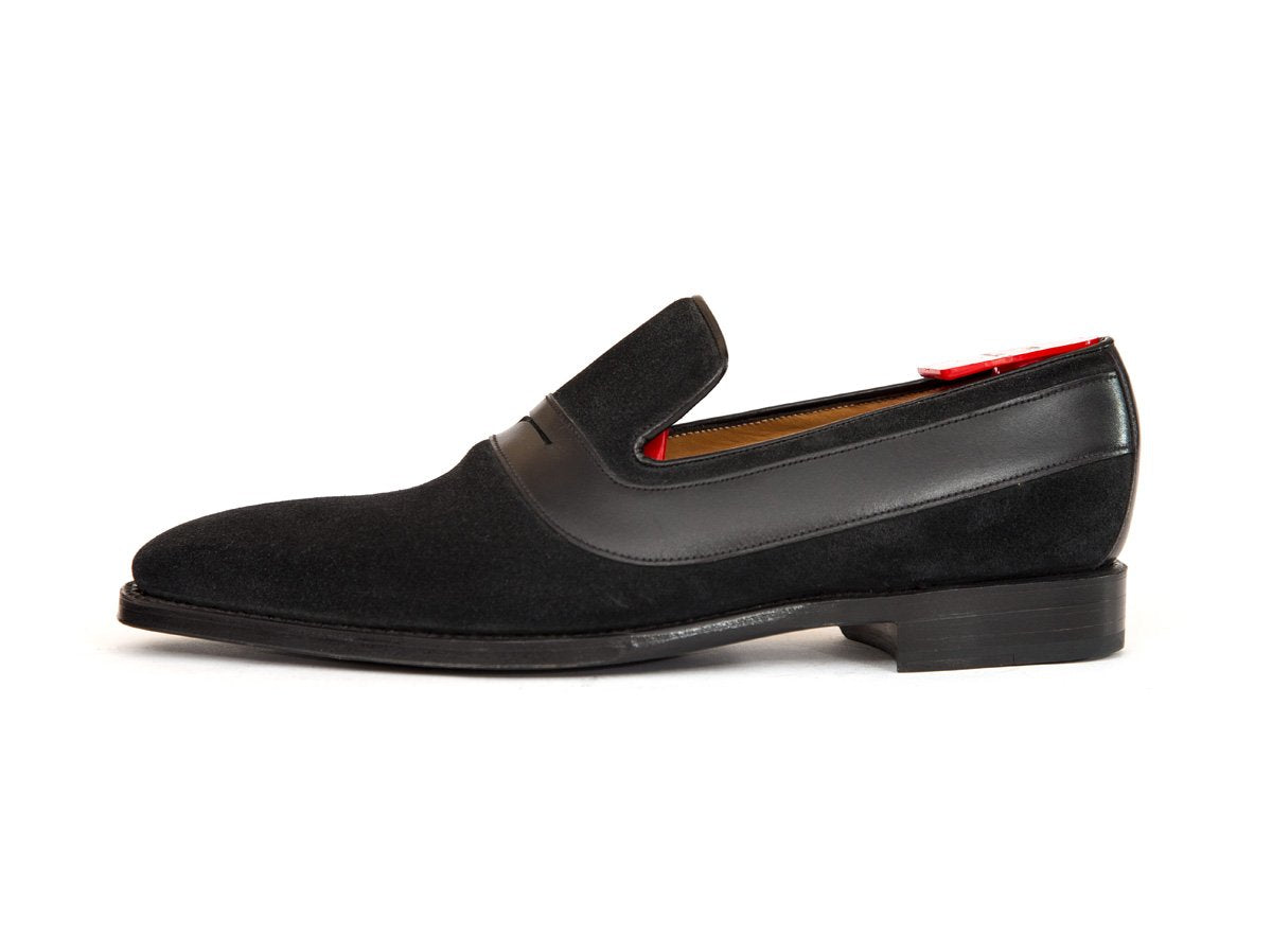Marcos - MTO - Black Suede / Black Soft Grain Strap - LPB Last - Single Leather Sole-Made To Order Strap Loafer-J.FitzPatrick Footwear