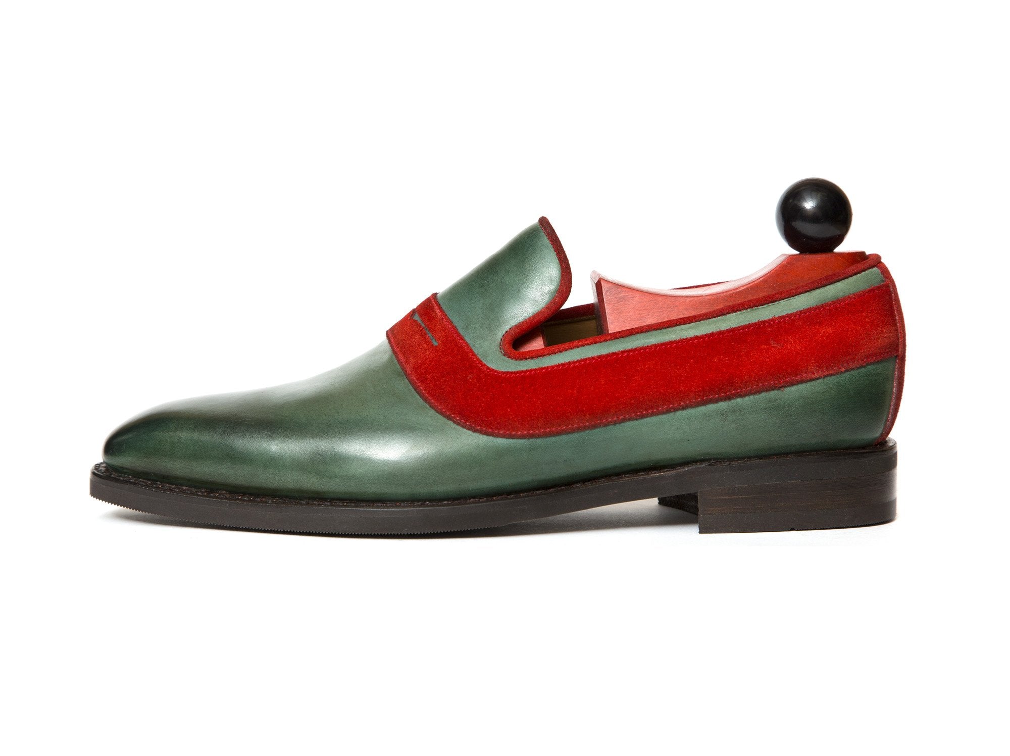 Marcos - MTO - Forest Green Calf / Red Suede - LPB Last - City Rubber Sole-Made To Order Strap Loafer-J.FitzPatrick Footwear