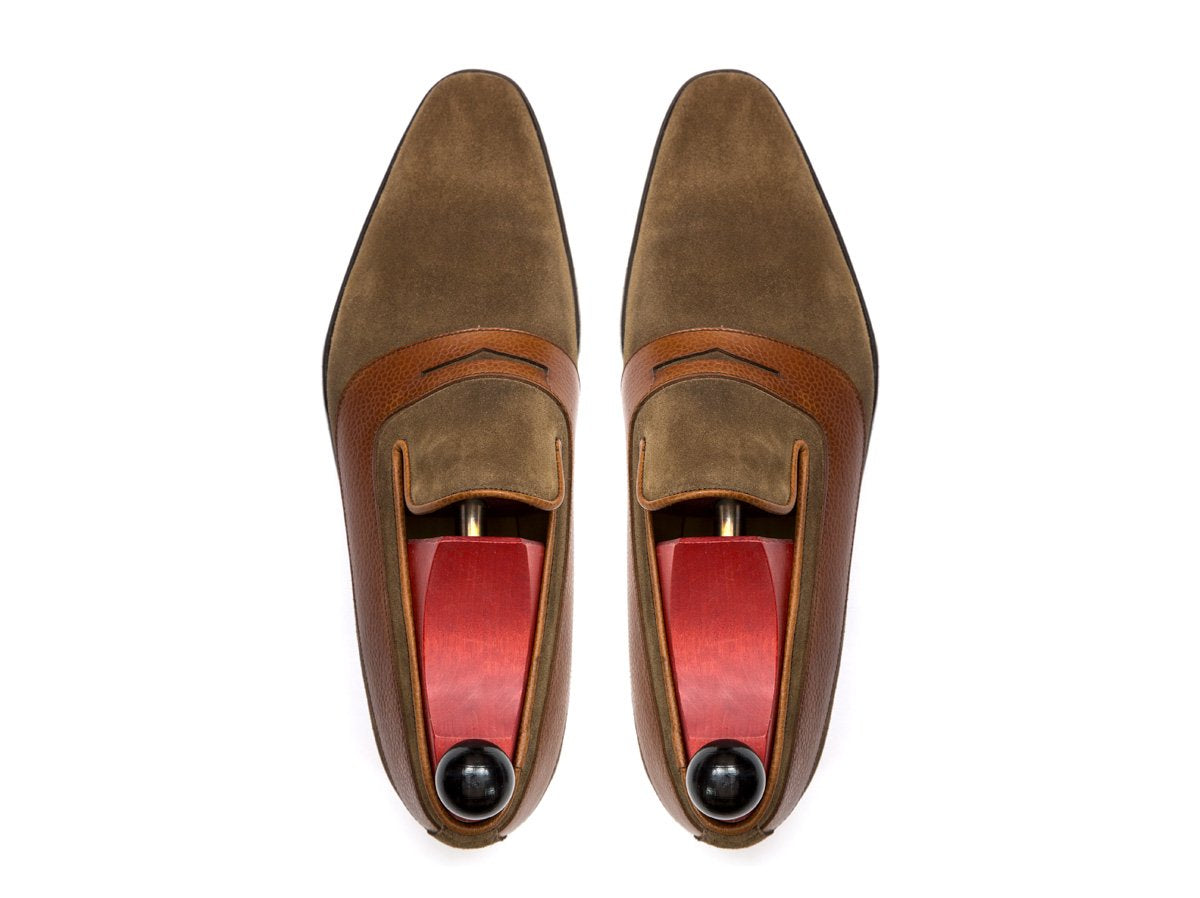Marcos - MTO - Taupe Suede / Tan Soft Grain - LPB Last - Single Leather Sole-Made To Order Strap Loafer-J.FitzPatrick Footwear