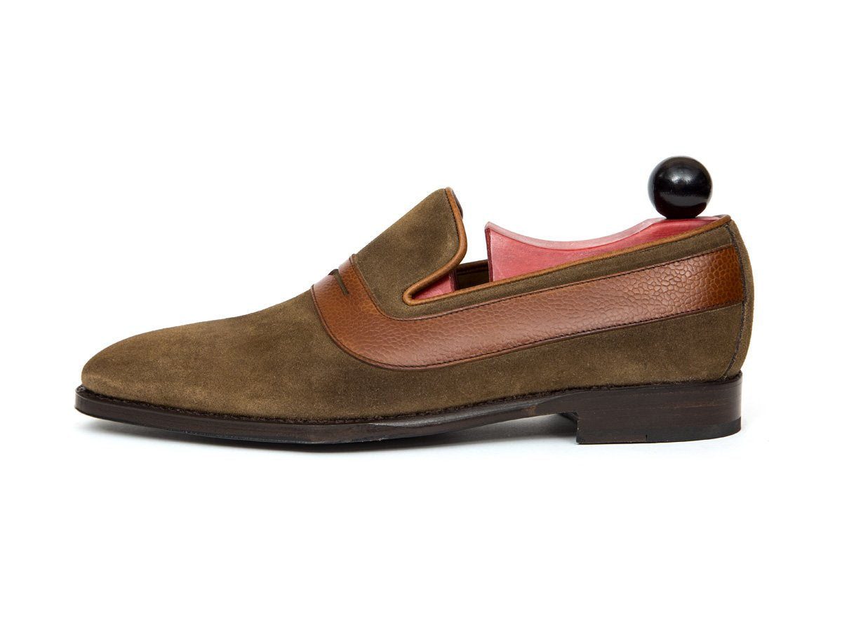 Marcos - MTO - Taupe Suede / Tan Soft Grain - LPB Last - Single Leather Sole-Made To Order Strap Loafer-J.FitzPatrick Footwear