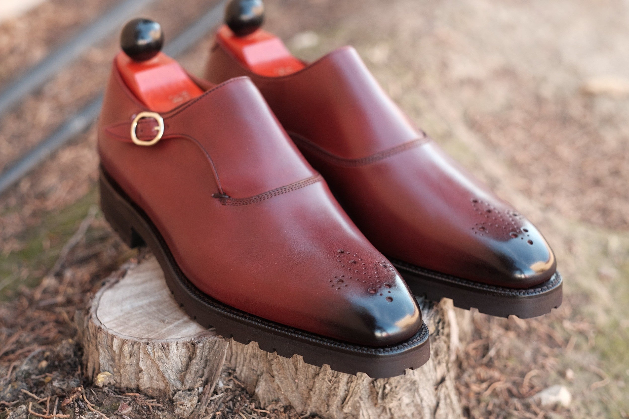 Martel - MTO - Burgundy Calf-Made To Order Single Monkstrap Medallion-J.FitzPatrick Footwear