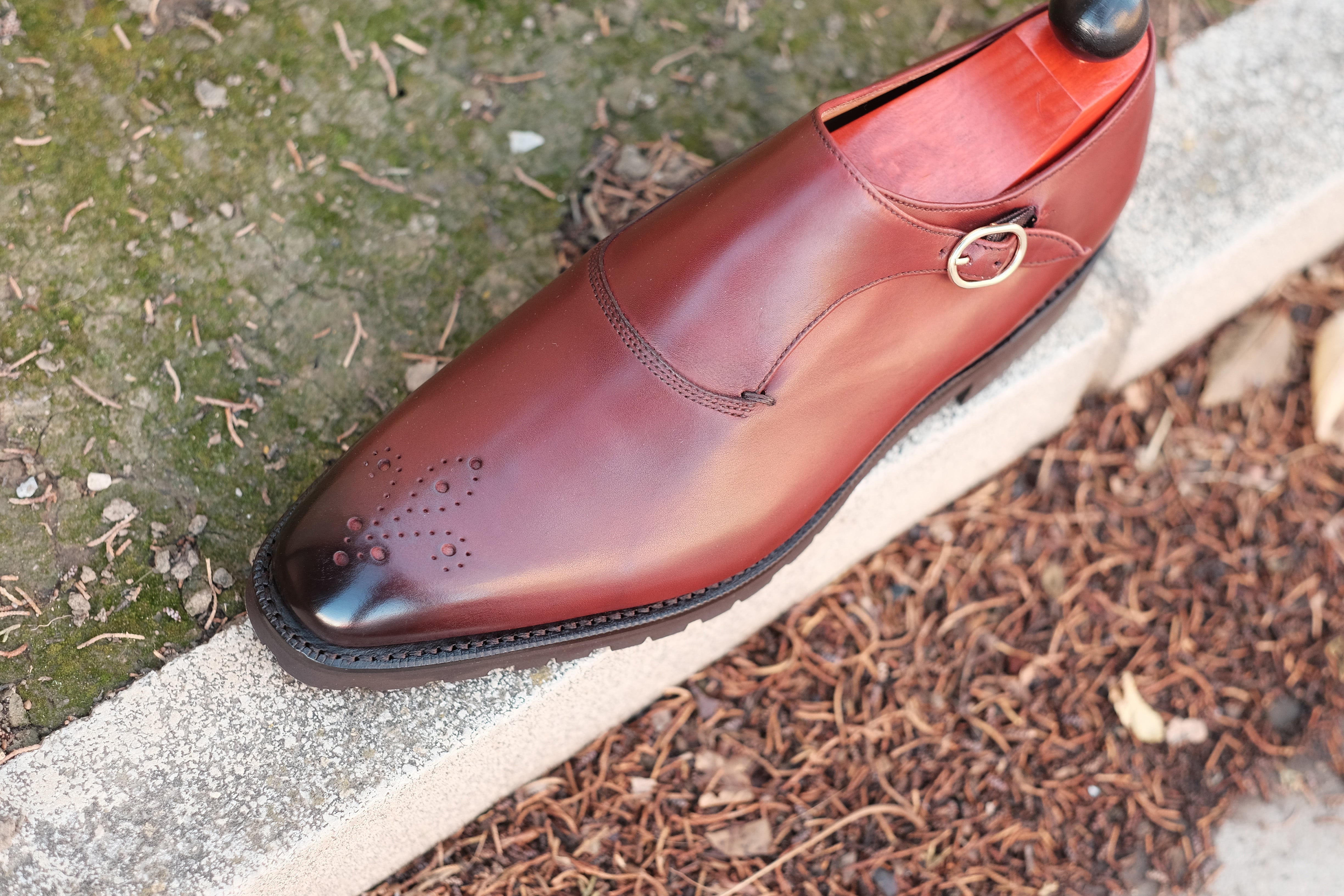 Martel - MTO - Burgundy Calf-Made To Order Single Monkstrap Medallion-J.FitzPatrick Footwear