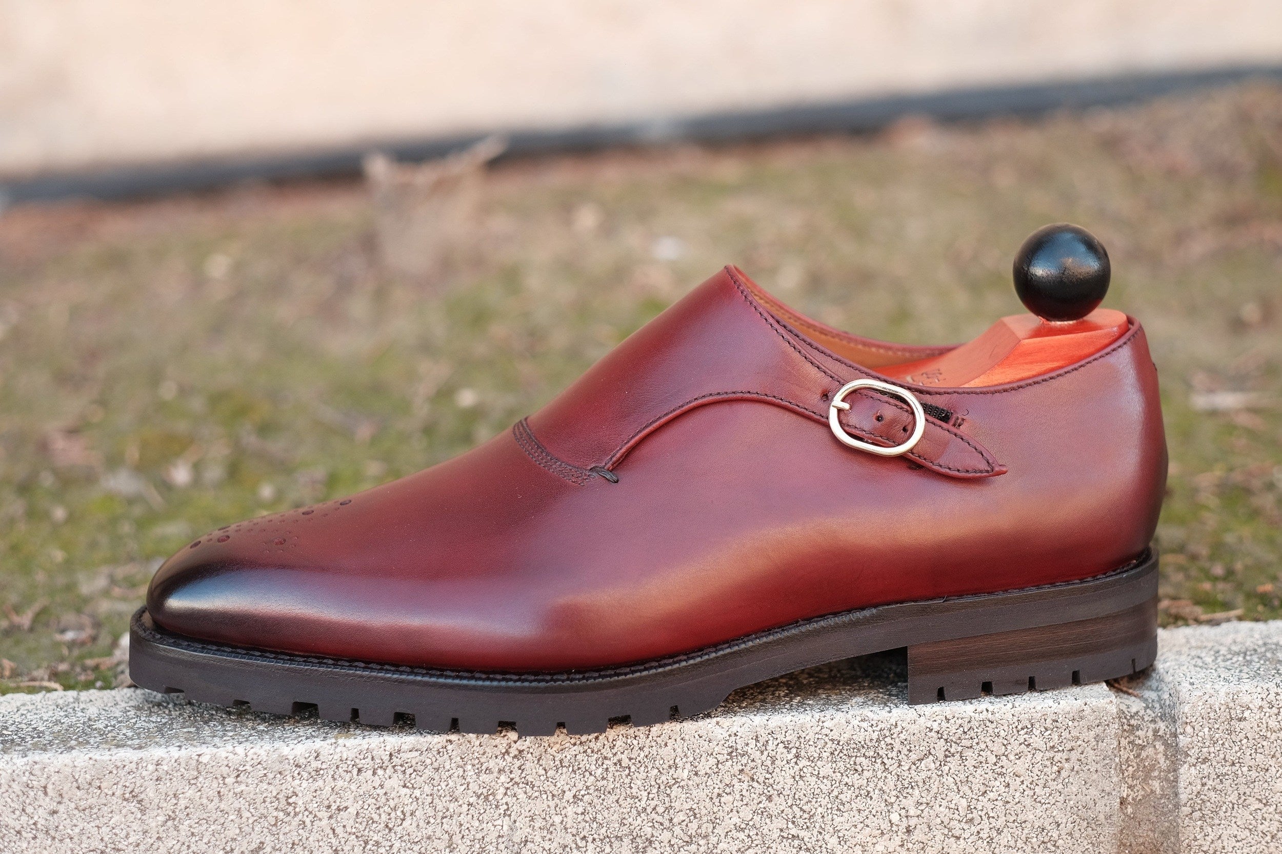 Martel - MTO - Burgundy Calf-Made To Order Single Monkstrap Medallion-J.FitzPatrick Footwear
