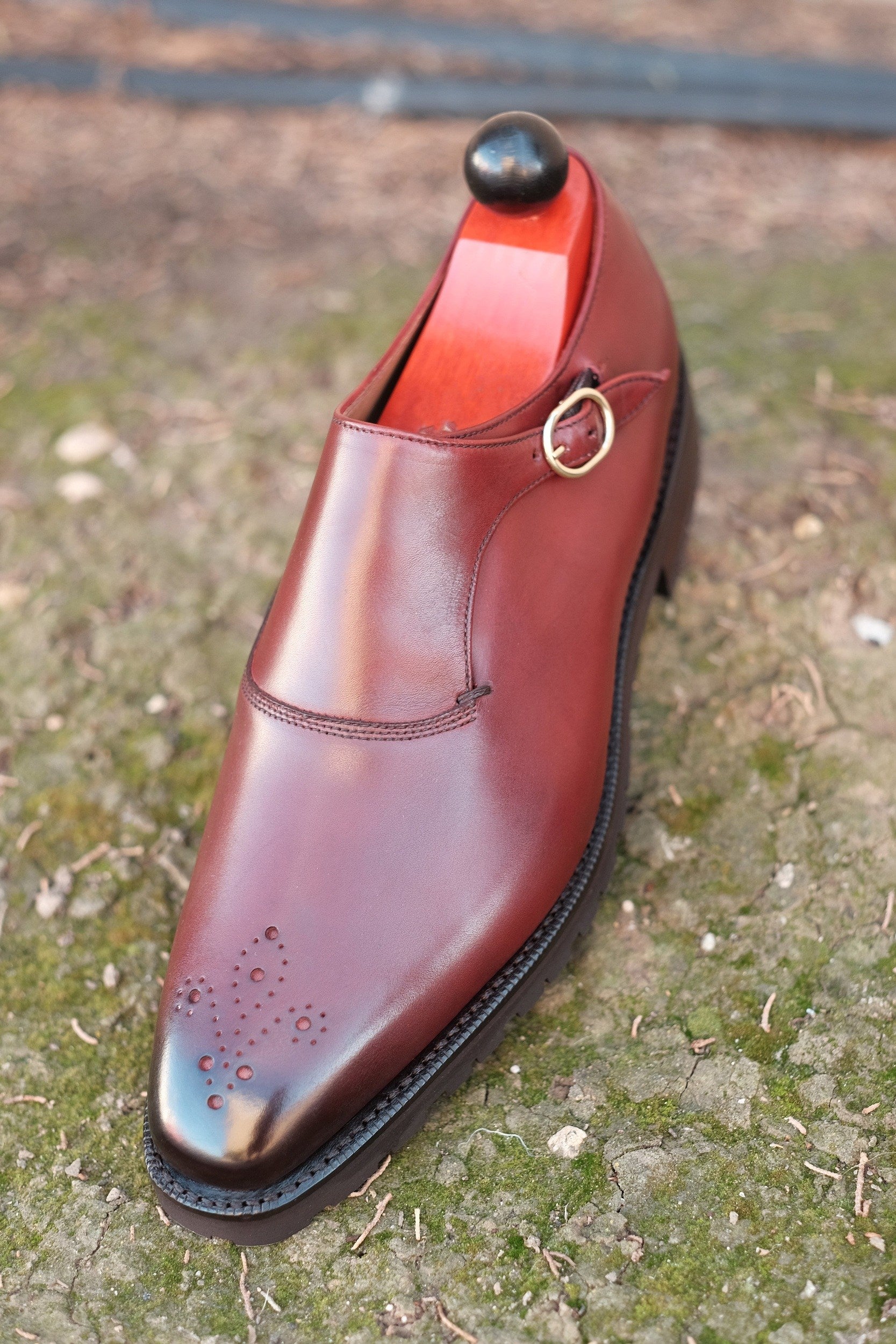 Martel - MTO - Burgundy Calf-Made To Order Single Monkstrap Medallion-J.FitzPatrick Footwear