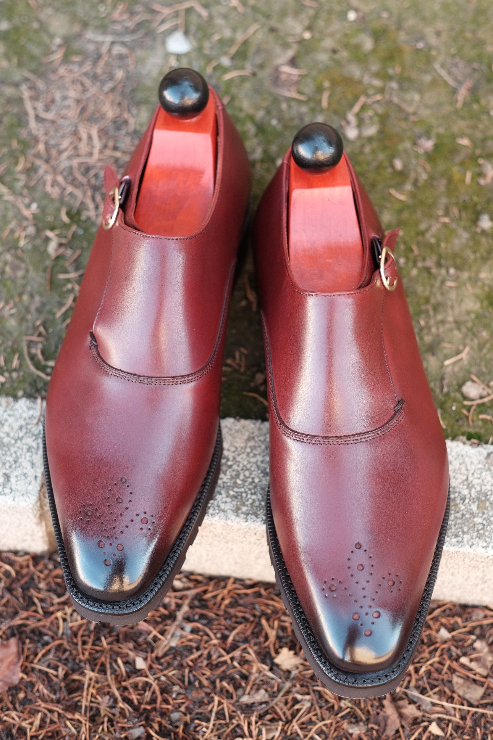 Martel - MTO - Burgundy Calf-Made To Order Single Monkstrap Medallion-J.FitzPatrick Footwear