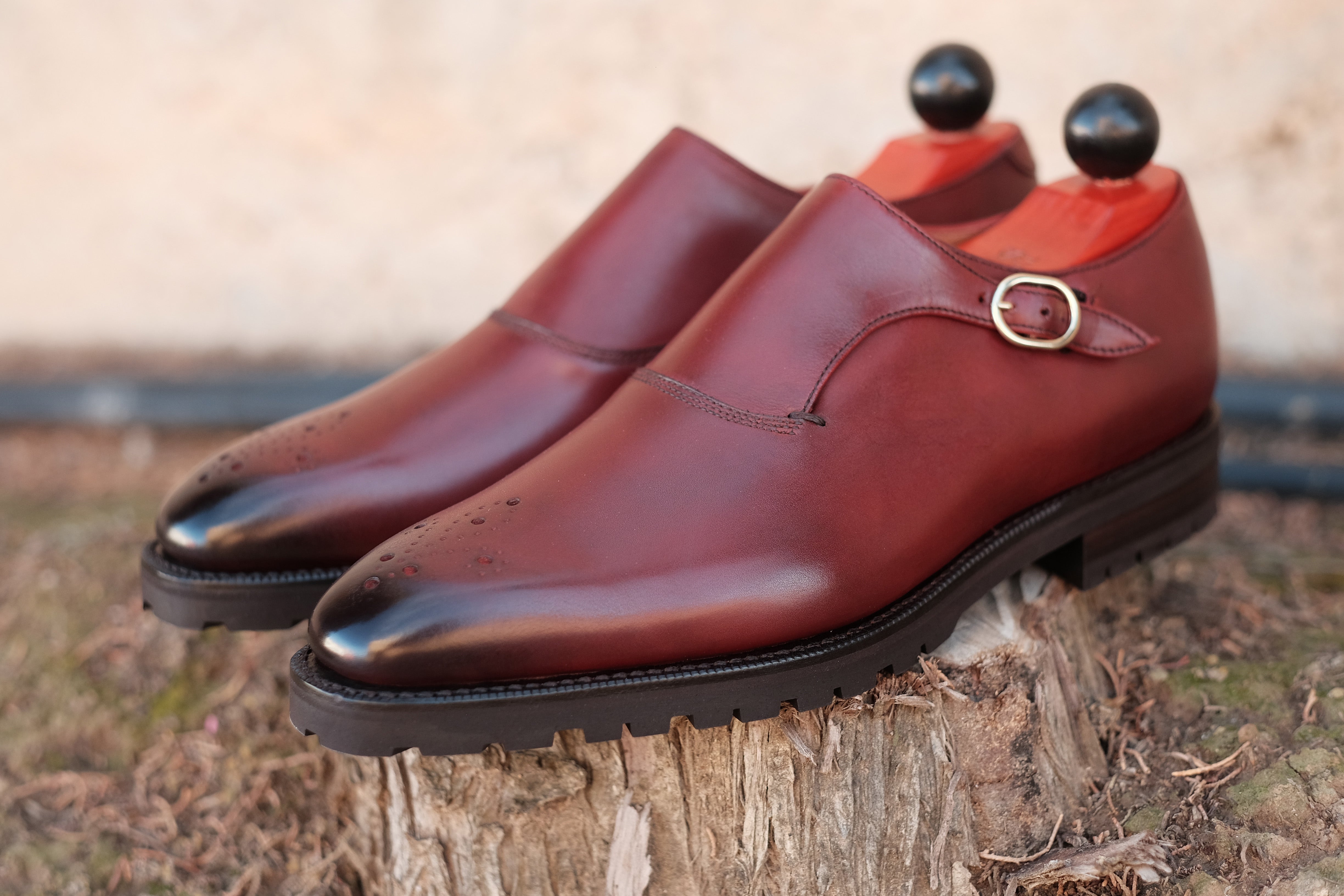 Martel - MTO - Burgundy Calf-Made To Order Single Monkstrap Medallion-J.FitzPatrick Footwear