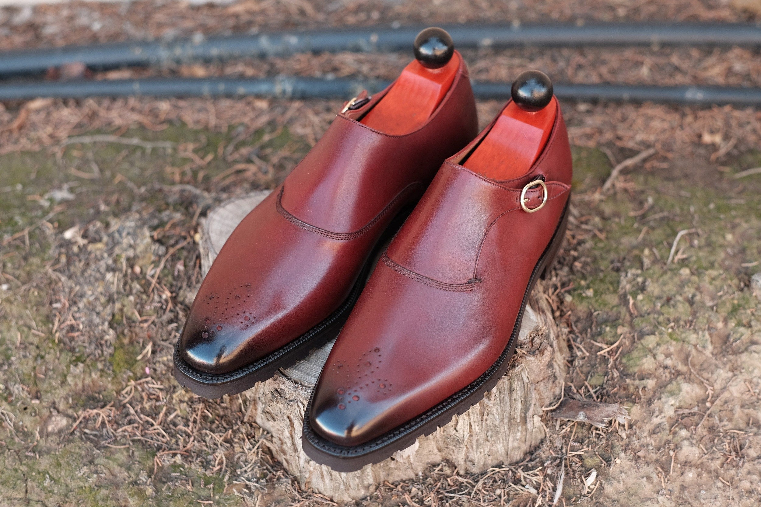 Martel - MTO - Burgundy Calf-Made To Order Single Monkstrap Medallion-J.FitzPatrick Footwear