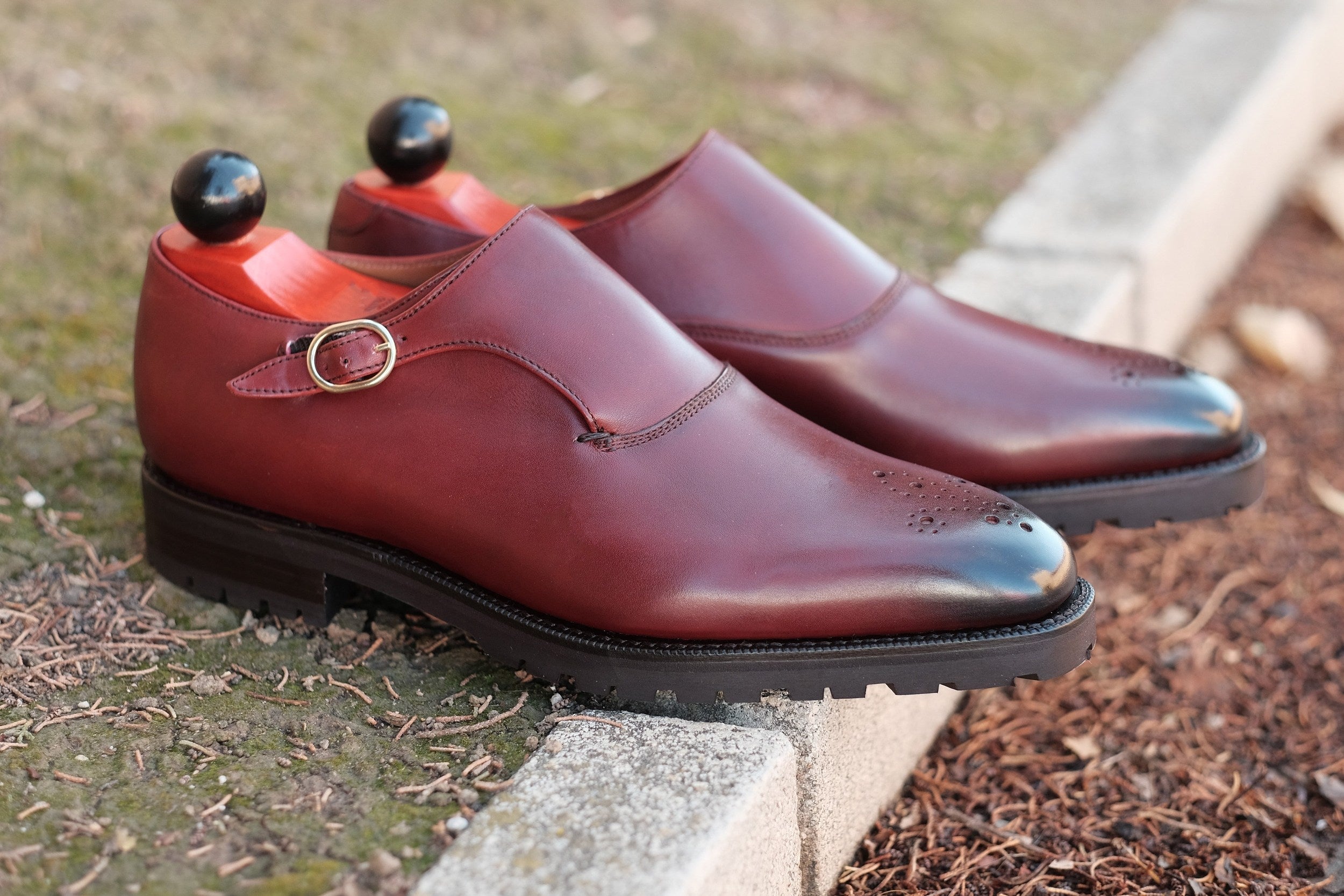 Martel - MTO - Burgundy Calf-Made To Order Single Monkstrap Medallion-J.FitzPatrick Footwear