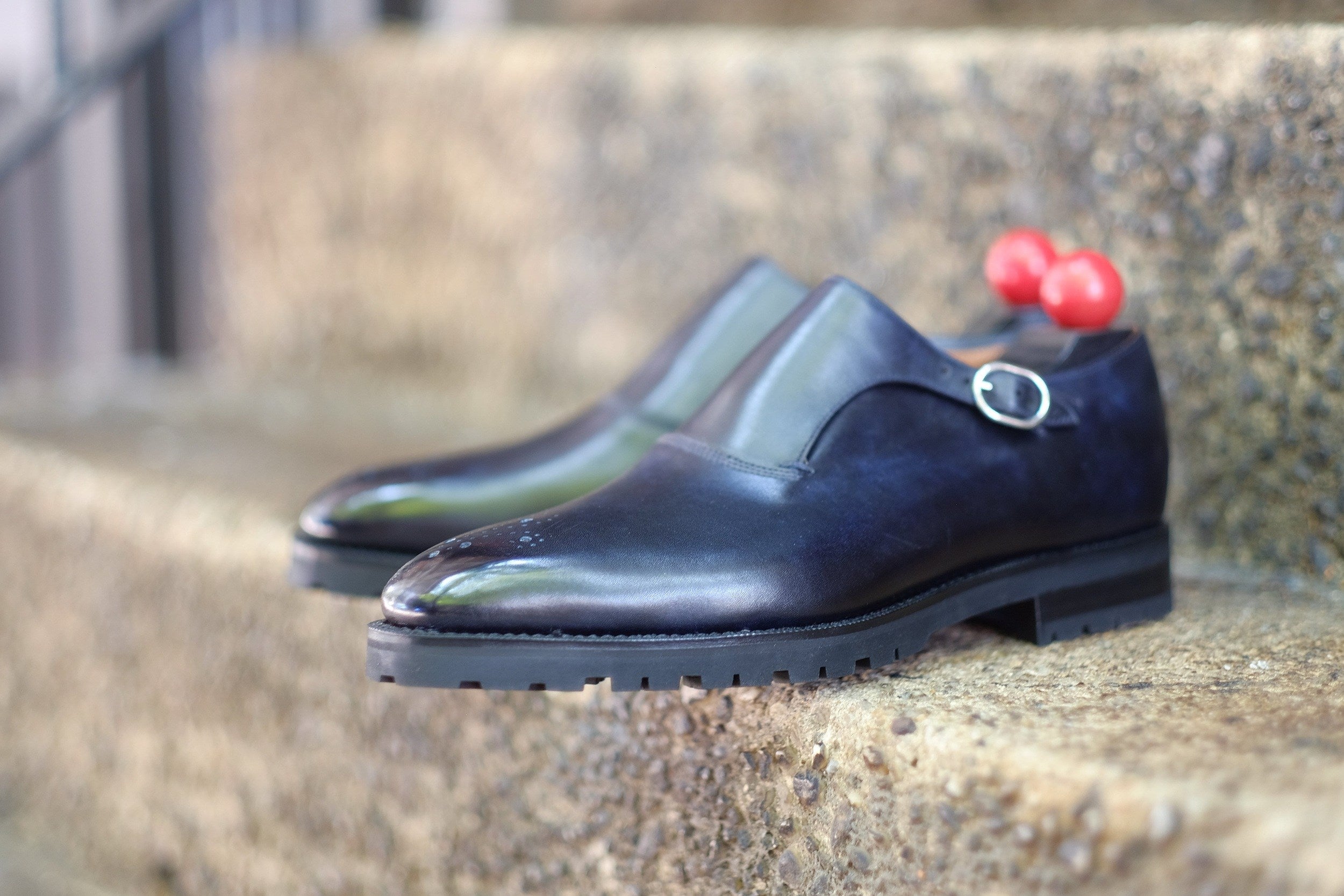 Martel - MTO - Navy Museum Calf-Made To Order Single Monkstrap Medallion-J.FitzPatrick Footwear