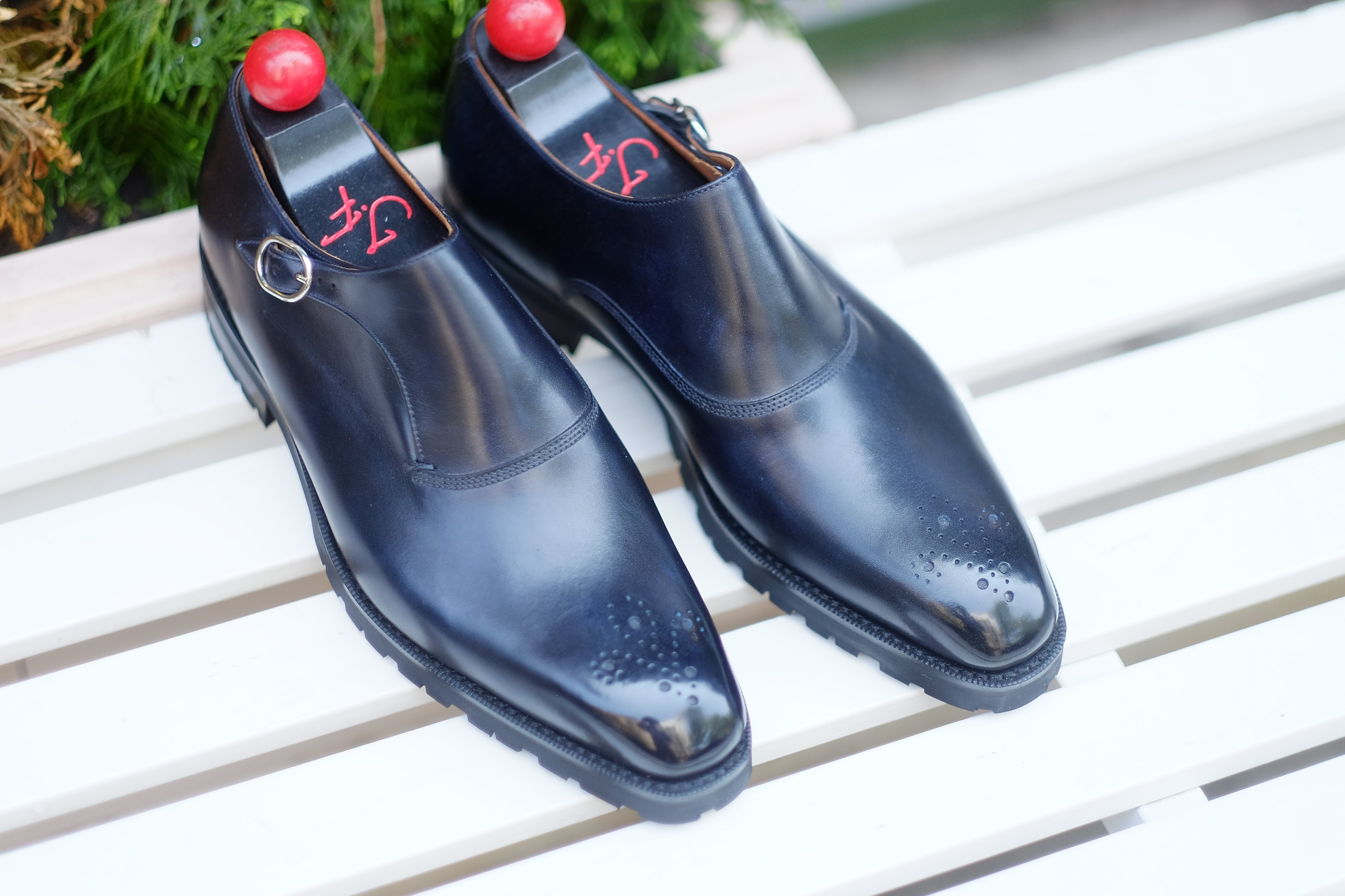 Martel - MTO - Navy Museum Calf-Made To Order Single Monkstrap Medallion-J.FitzPatrick Footwear