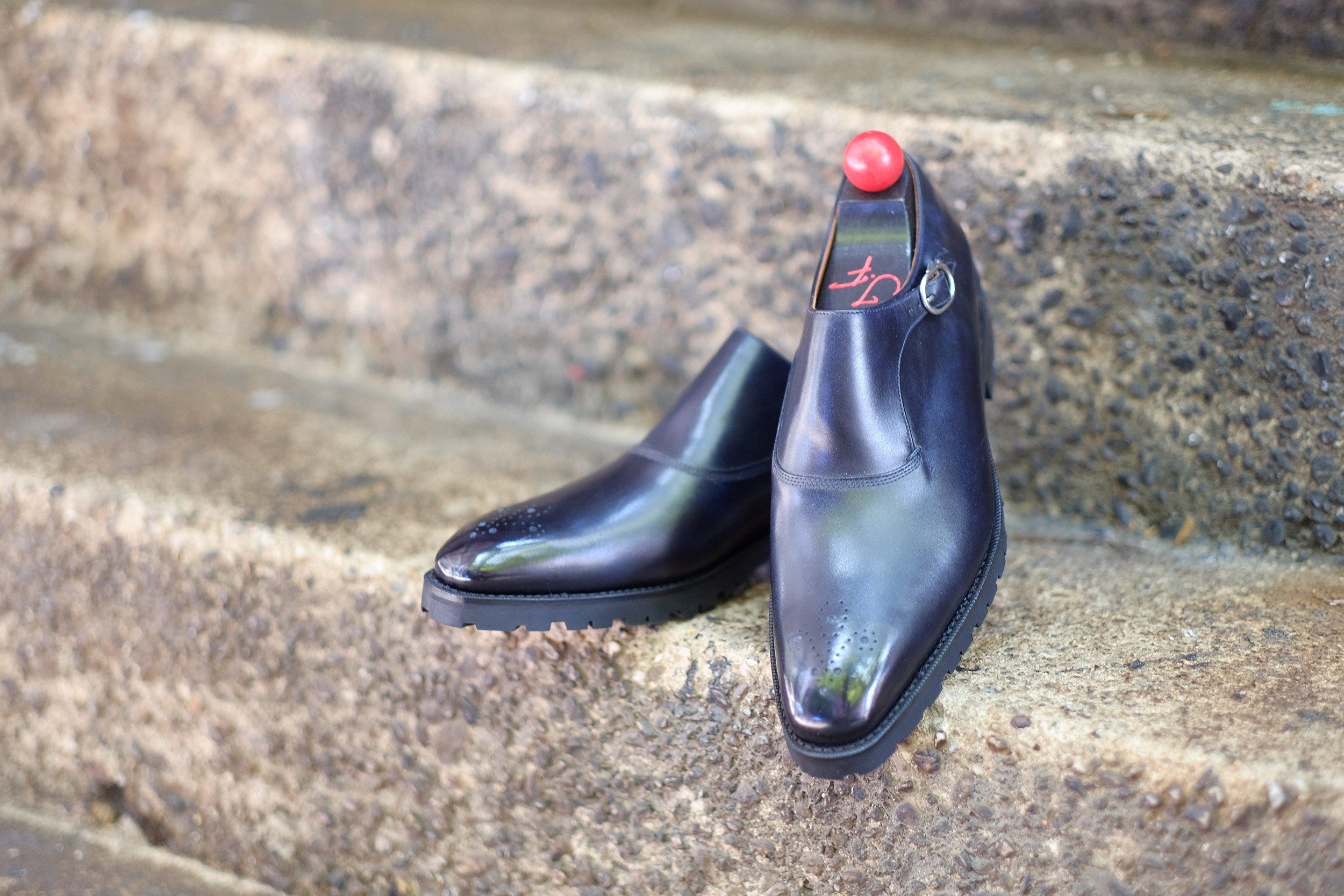 Martel - MTO - Navy Museum Calf-Made To Order Single Monkstrap Medallion-J.FitzPatrick Footwear