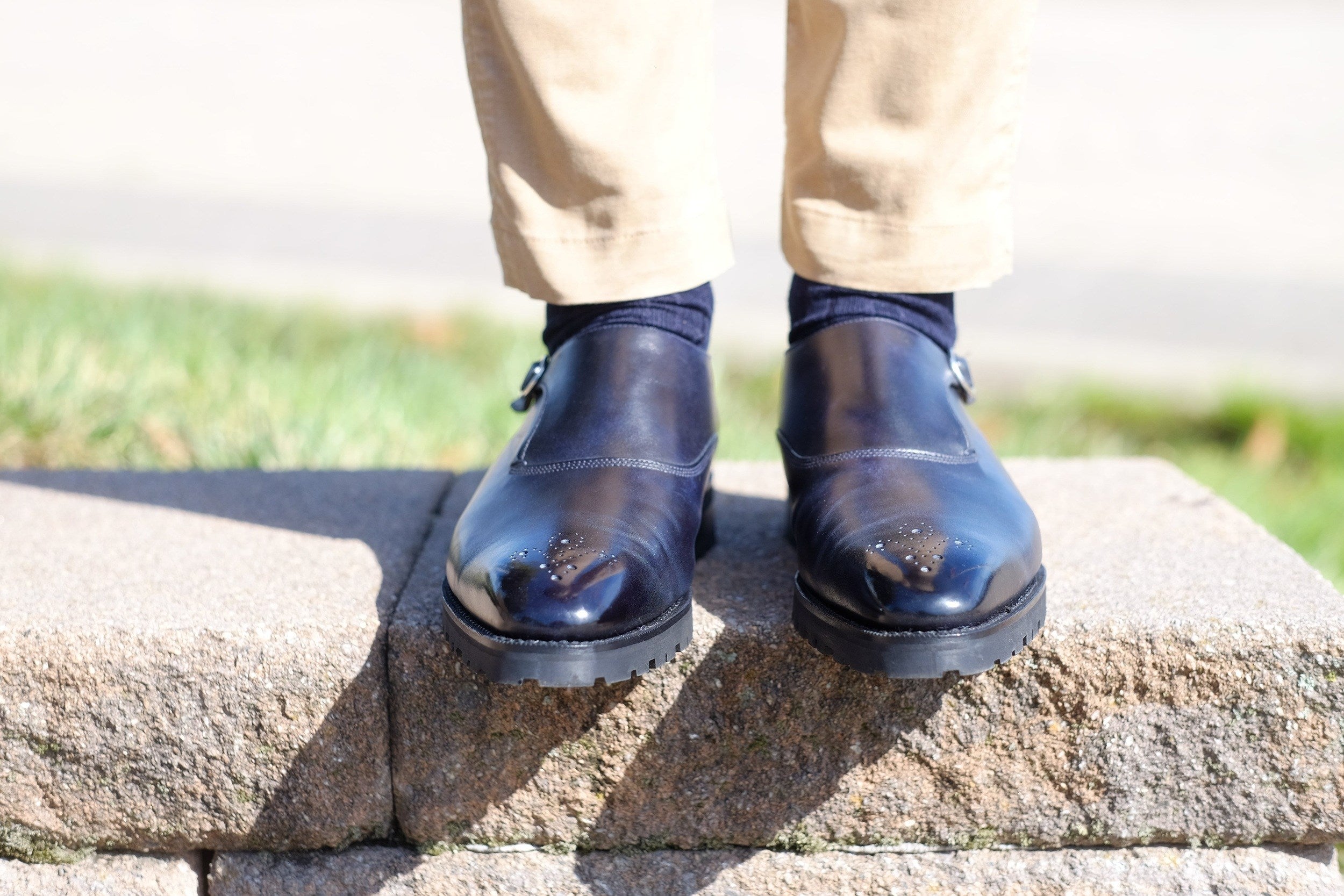 Martel - MTO - Navy Museum Calf-Made To Order Single Monkstrap Medallion-J.FitzPatrick Footwear