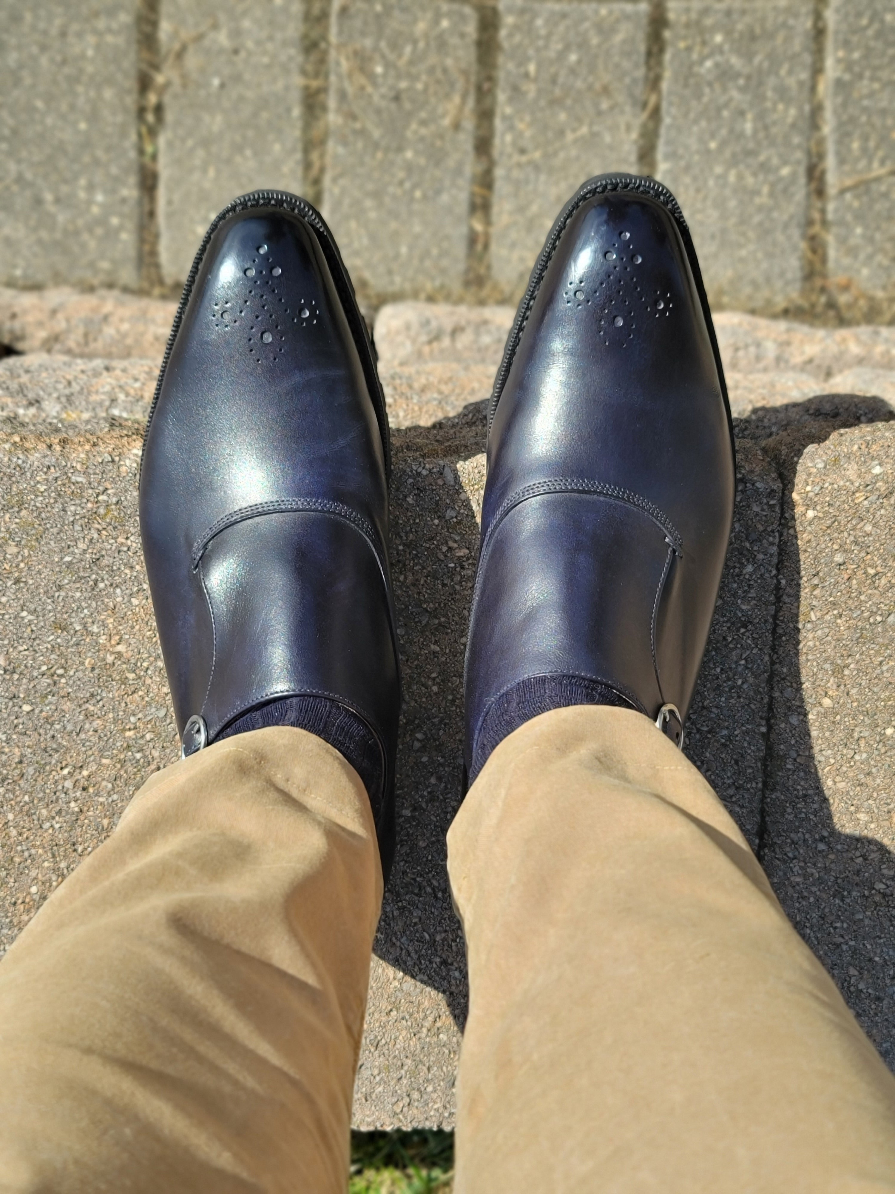 Martel - MTO - Navy Museum Calf-Made To Order Single Monkstrap Medallion-J.FitzPatrick Footwear