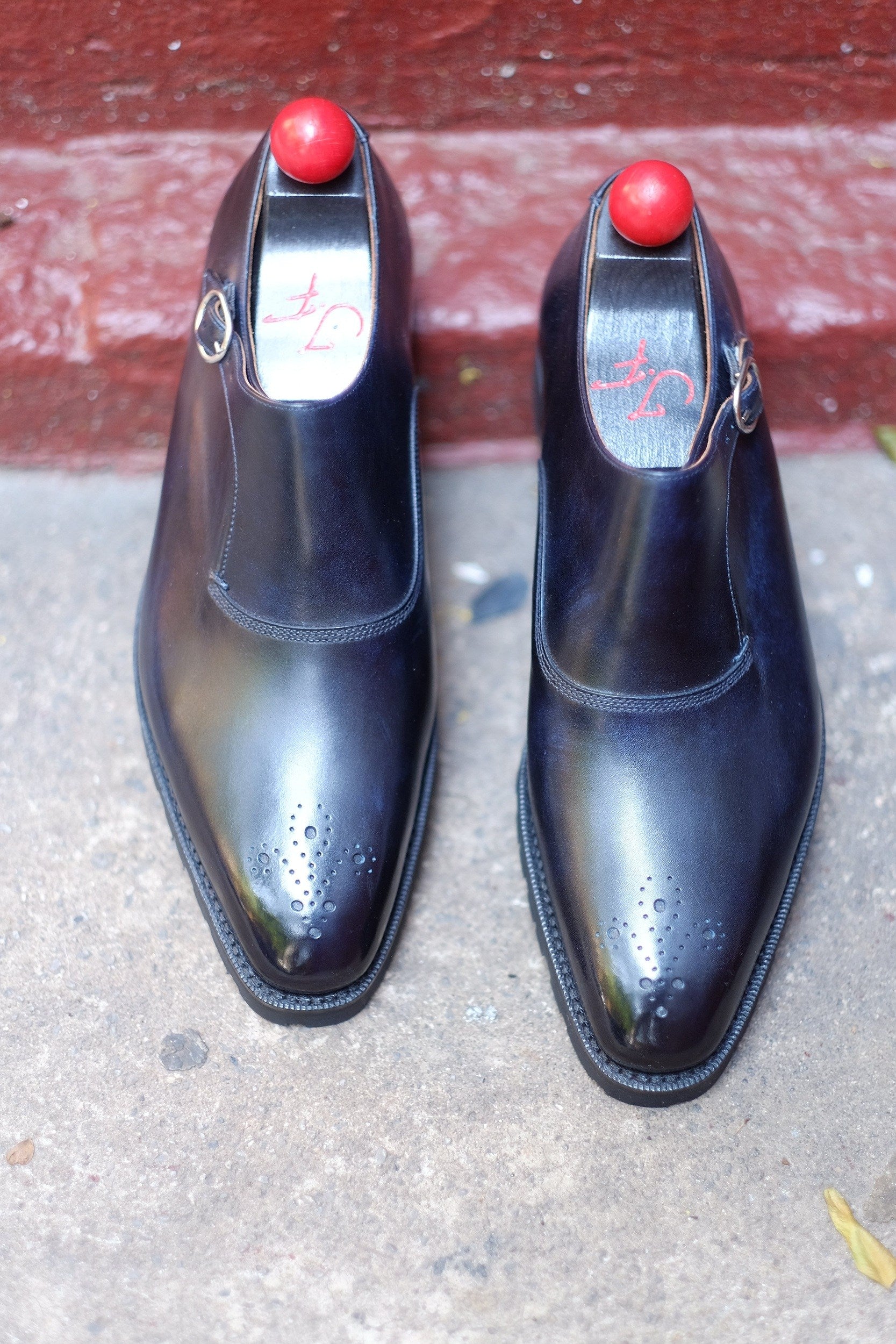 Martel - MTO - Navy Museum Calf-Made To Order Single Monkstrap Medallion-J.FitzPatrick Footwear