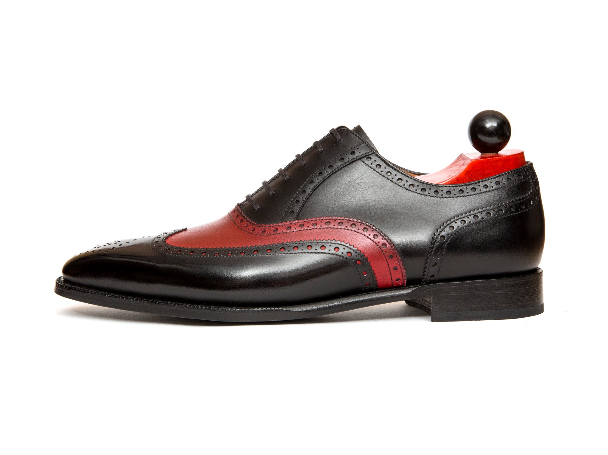 McClure - MTO - Black Calf / Red Calf - "13" Medallion - MGF Last - Single Leather Sole-Made To Order Wingtip Brogue Oxfords-J.FitzPatrick Footwear