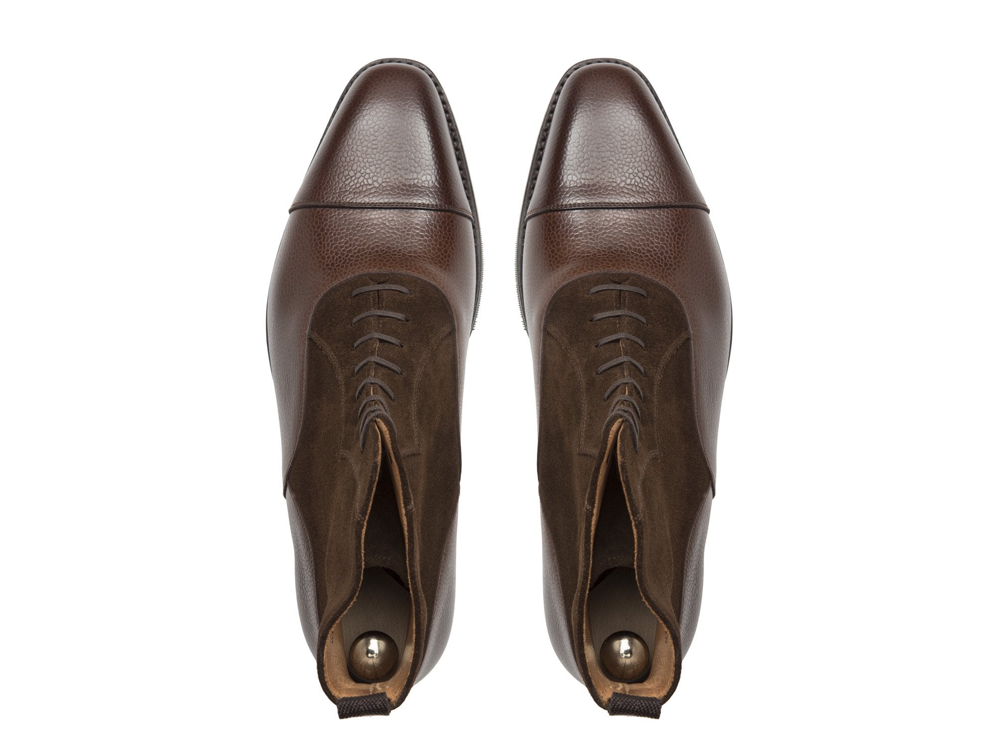 Meadowbrook - MTO - Brown Soft Grain / Dark Brown Suede - LPB Last - City Rubber Sole-Made To Order Cap Toe Lace Laceup Boot-J.FitzPatrick Footwear