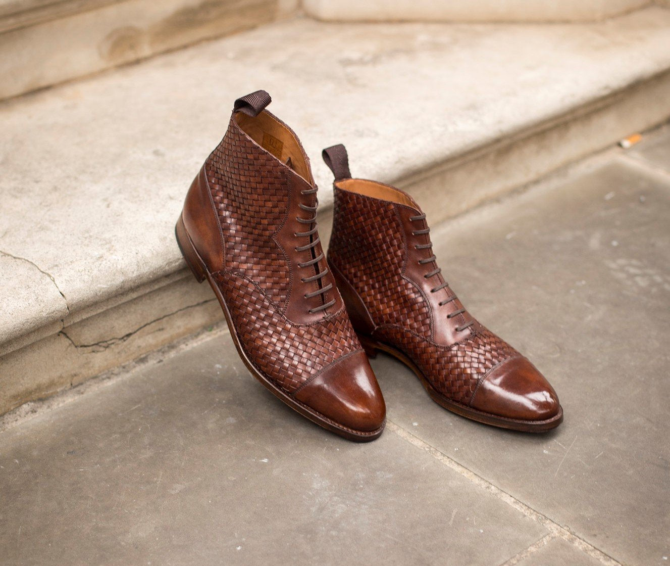 Meadowbrook - MTO - Copper Braided Museum Calf - TMG Last - Antique Single Leather Sole-Made To Order Cap Toe Lace Laceup Boot-J.FitzPatrick Footwear
