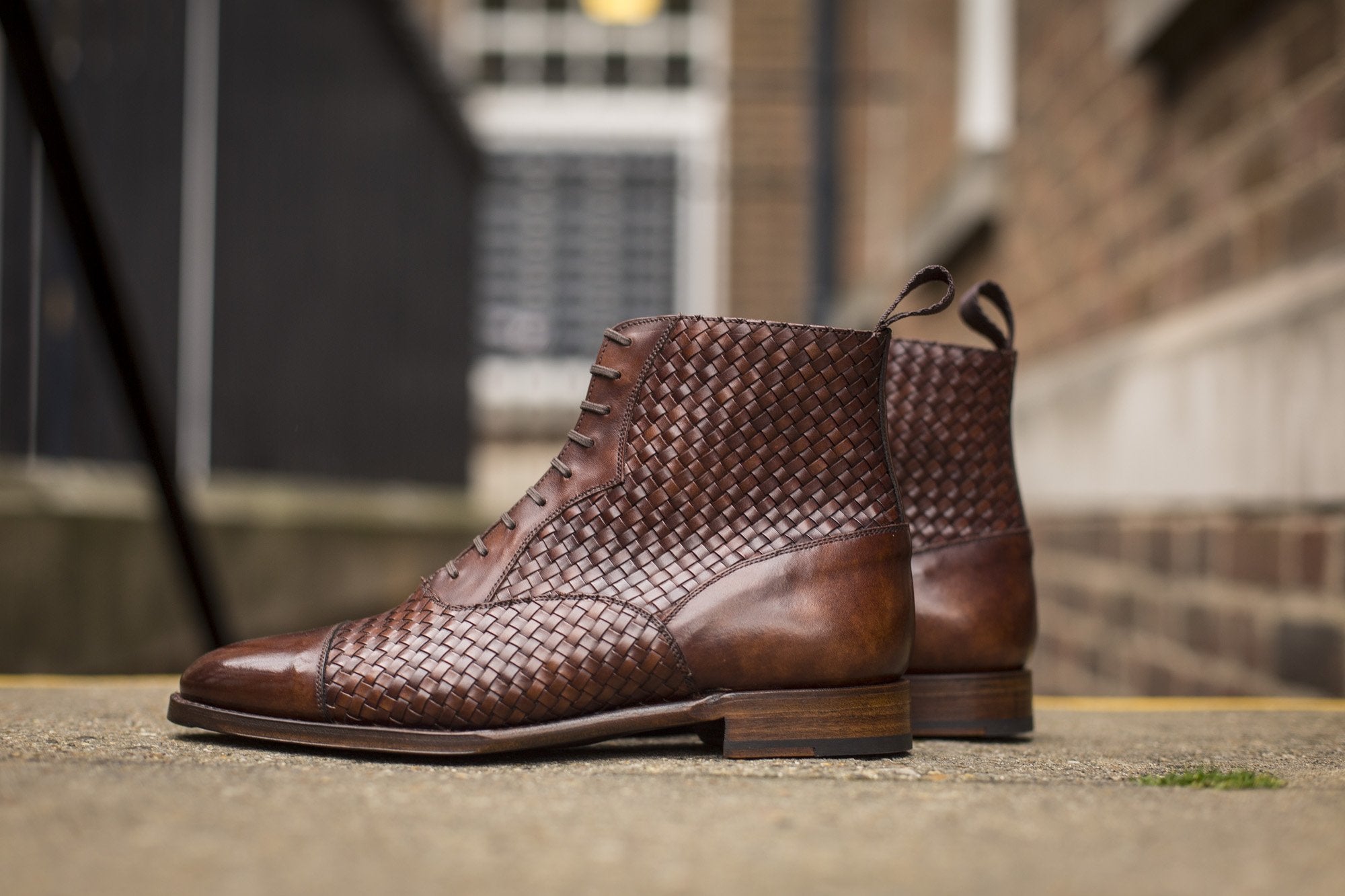 Meadowbrook - MTO - Copper Braided Museum Calf - TMG Last - Antique Single Leather Sole-Made To Order Cap Toe Lace Laceup Boot-J.FitzPatrick Footwear